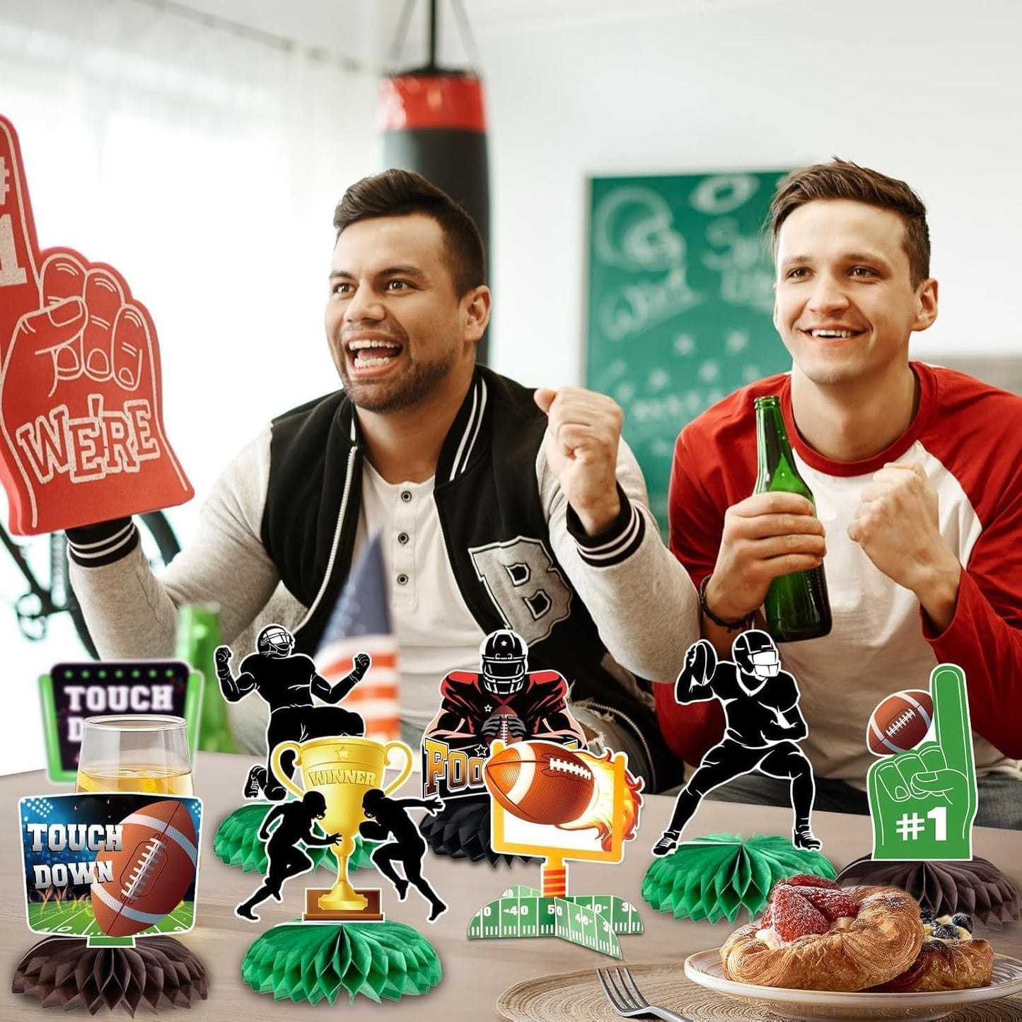 Kockuu Football Party Decorations – 10 Pcs Honeycomb Centerpieces & Standing Cutouts