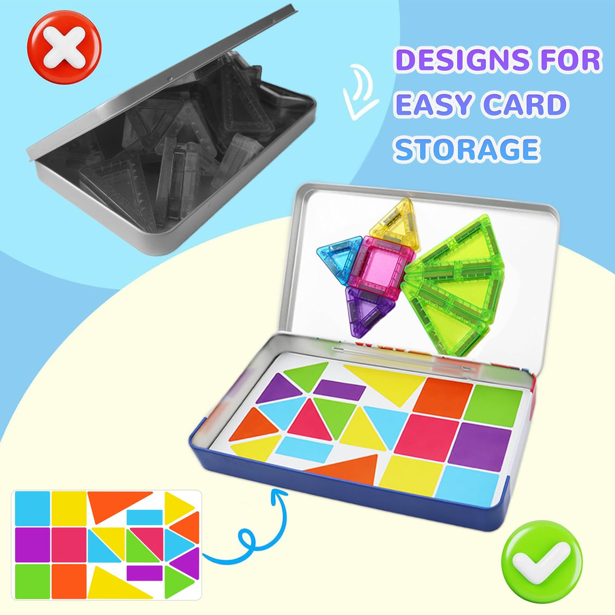kocojrff 57PCS Magnetic Tiles Mini Travel Set – Educational STEM Building Blocks for Kids 3-8