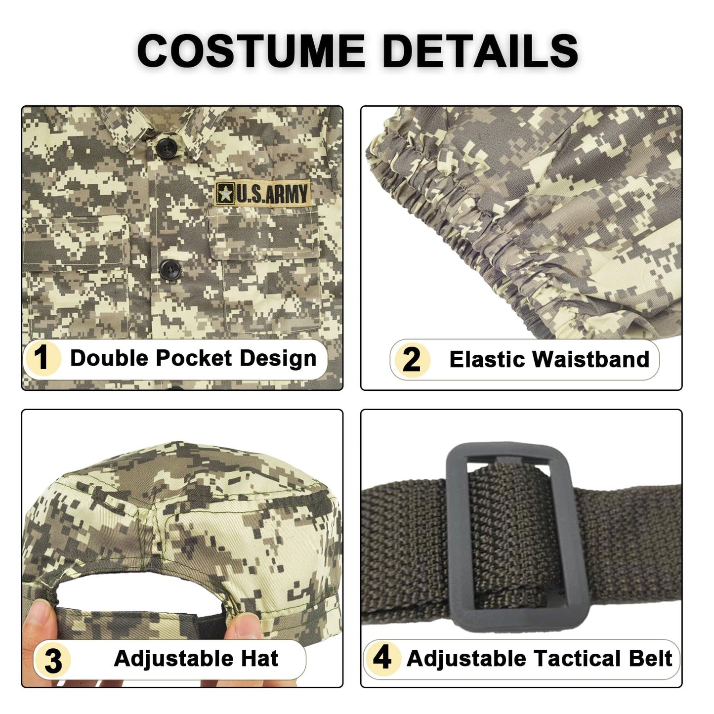 Kodvinp Army Costume for Kids – Military Soldier Dress-Up Set for Boys