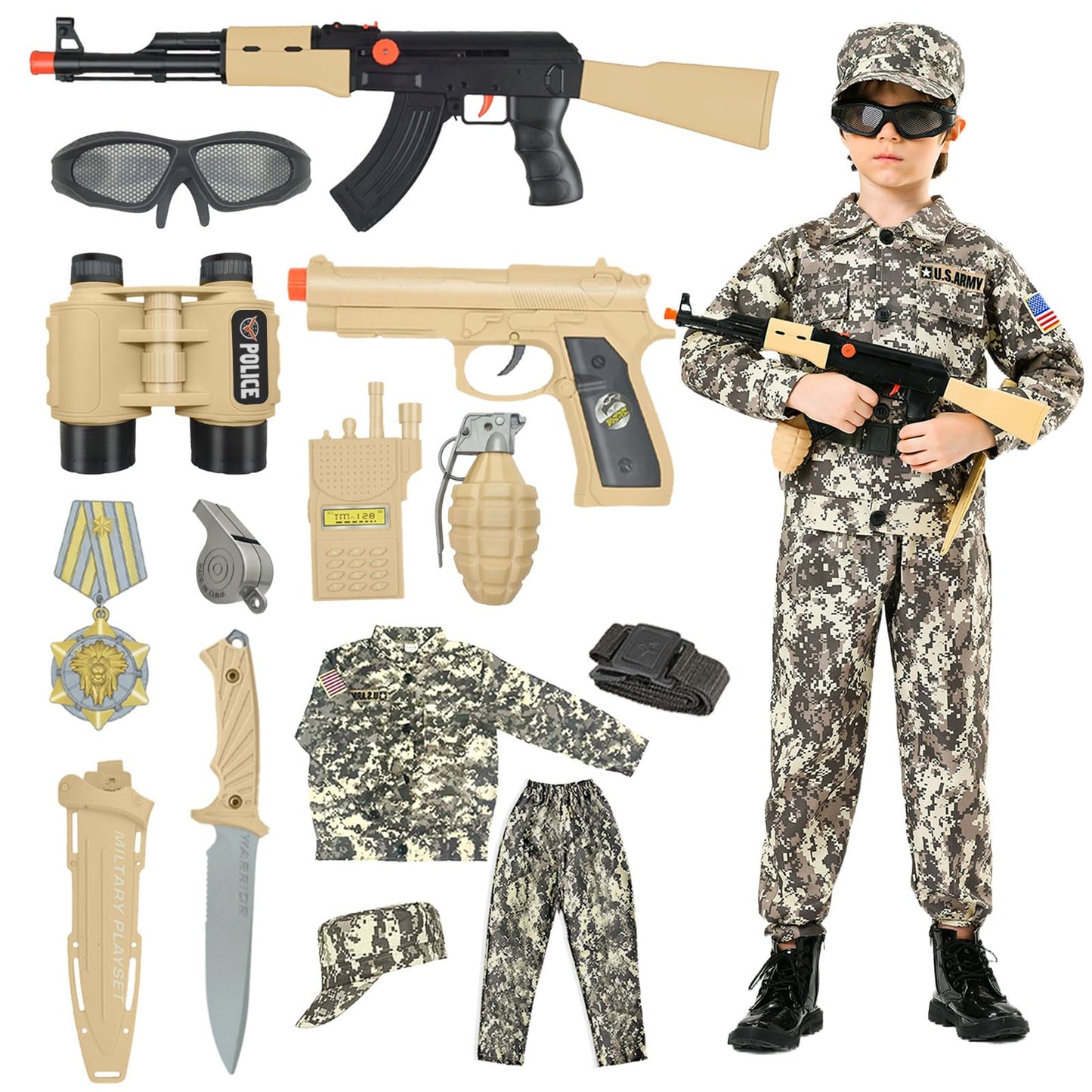 Kodvinp Army Costume for Kids – Military Soldier Dress-Up Set for Boys