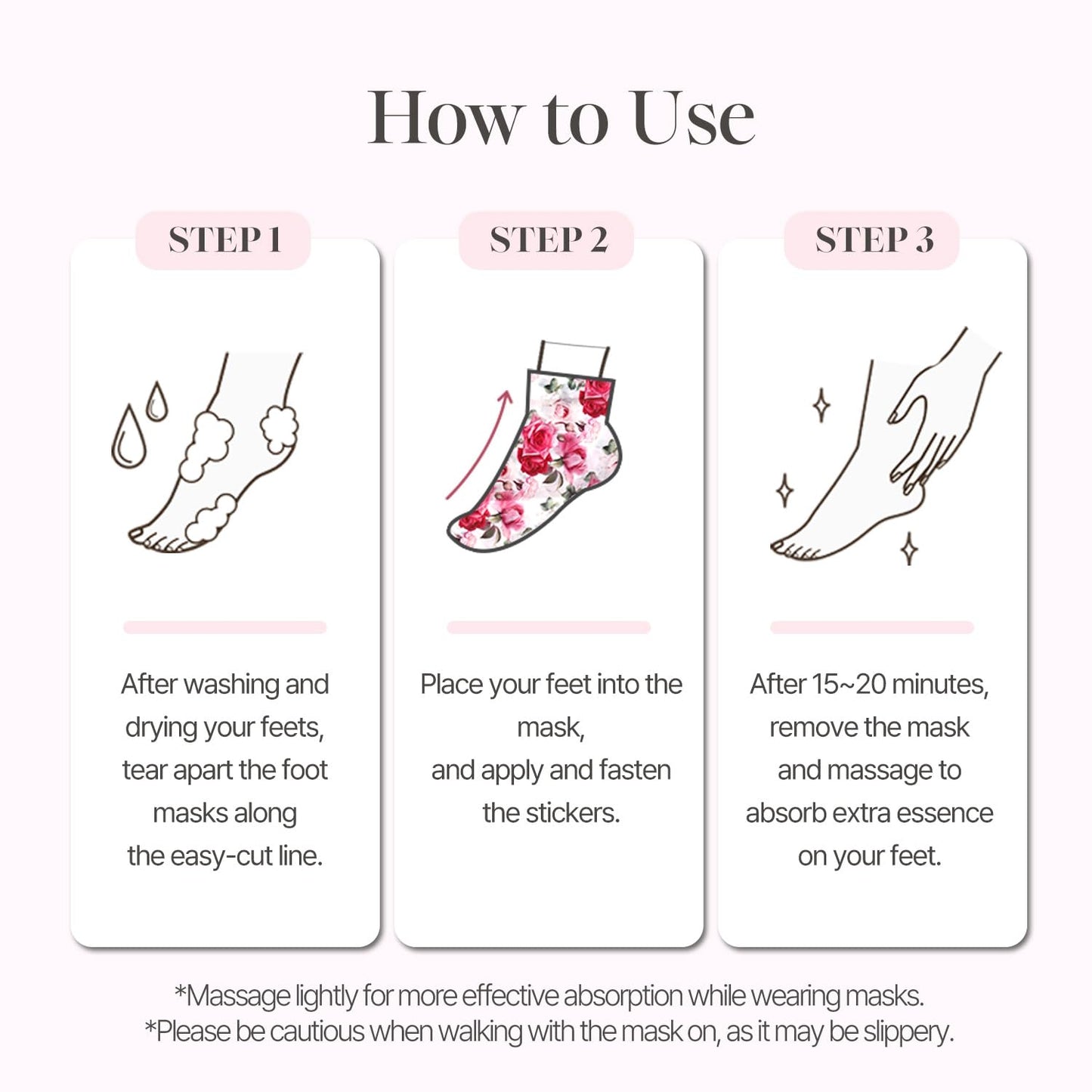 Koelf Rose Petal Satin Foot Mask – Intensive Nourishing Foot Mask Socks with Rose, Peptide & Shea Butter