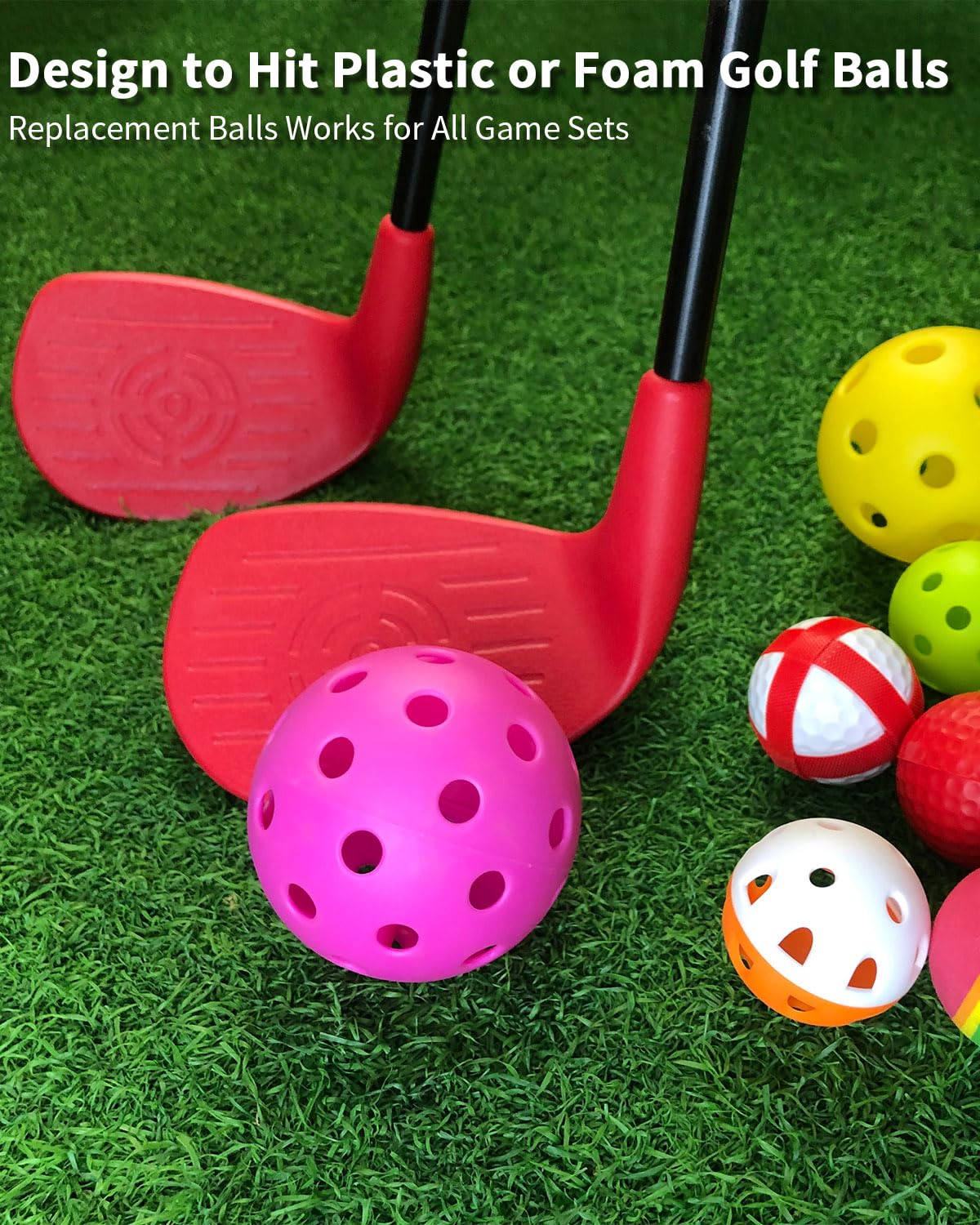 KOFULL Backyard Golf Clubs 2-Pack with Extendable Shaft – 21-35 inches, Right-Handed, Red