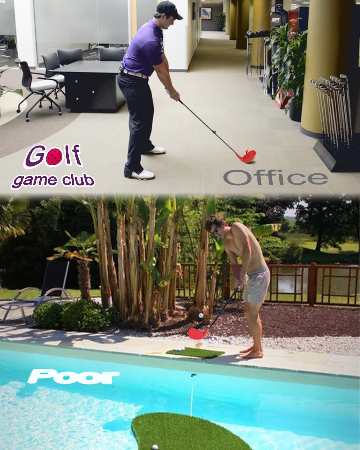 KOFULL Backyard Golf Clubs 2-Pack with Extendable Shaft – 21-35 inches, Right-Handed, Red