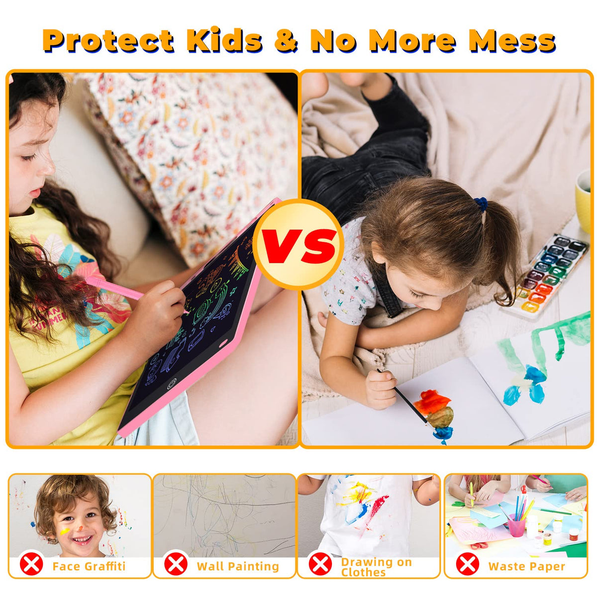 Kogabanny LCD Writing Tablet – 12-Inch 2-Pack Doodle Boards for Kids (Pink & Blue)
