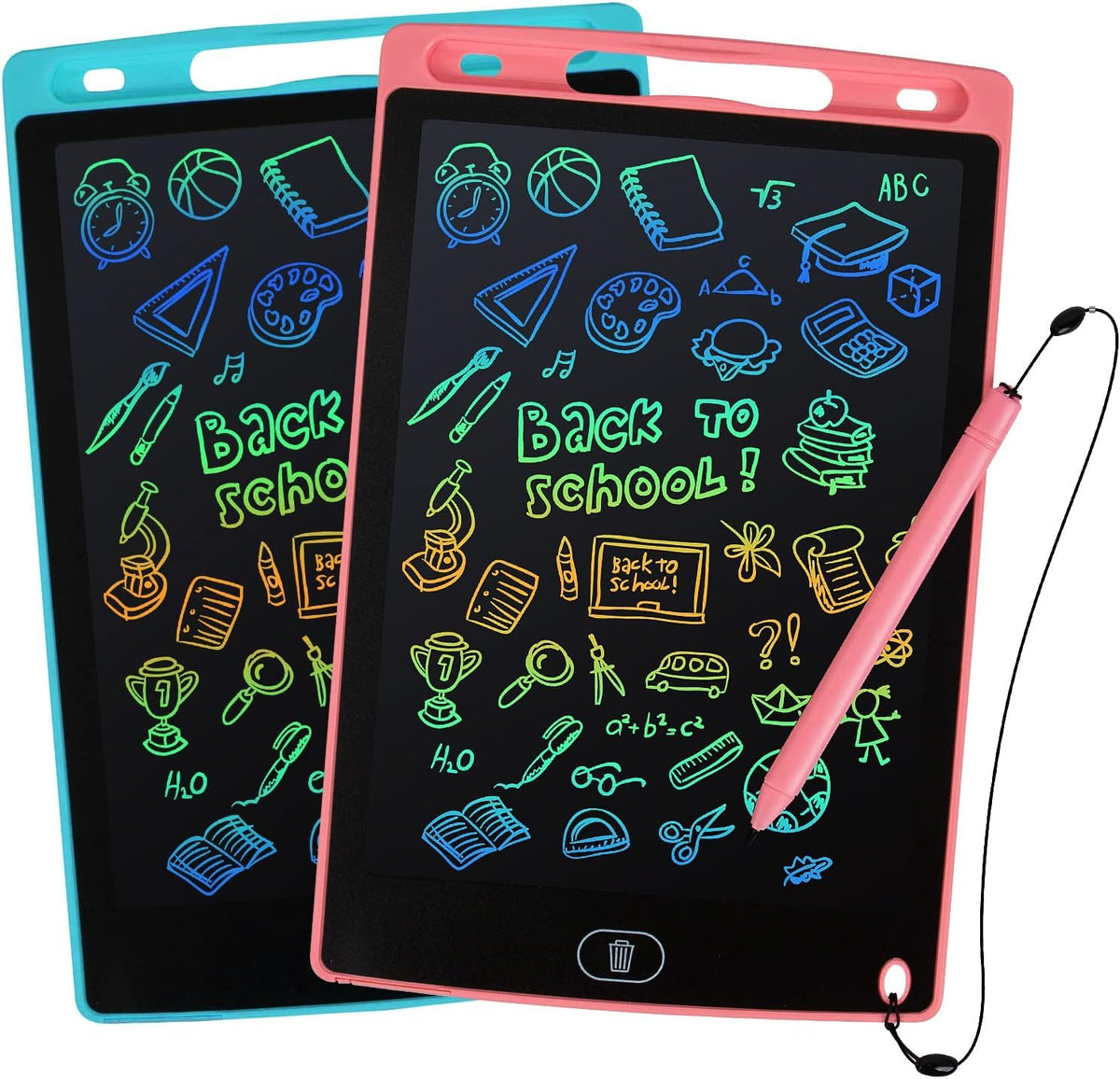 kogabanny LCD Writing Tablet – 8.5” 2-Pack Doodle Boards for Kids (Pink & Blue)