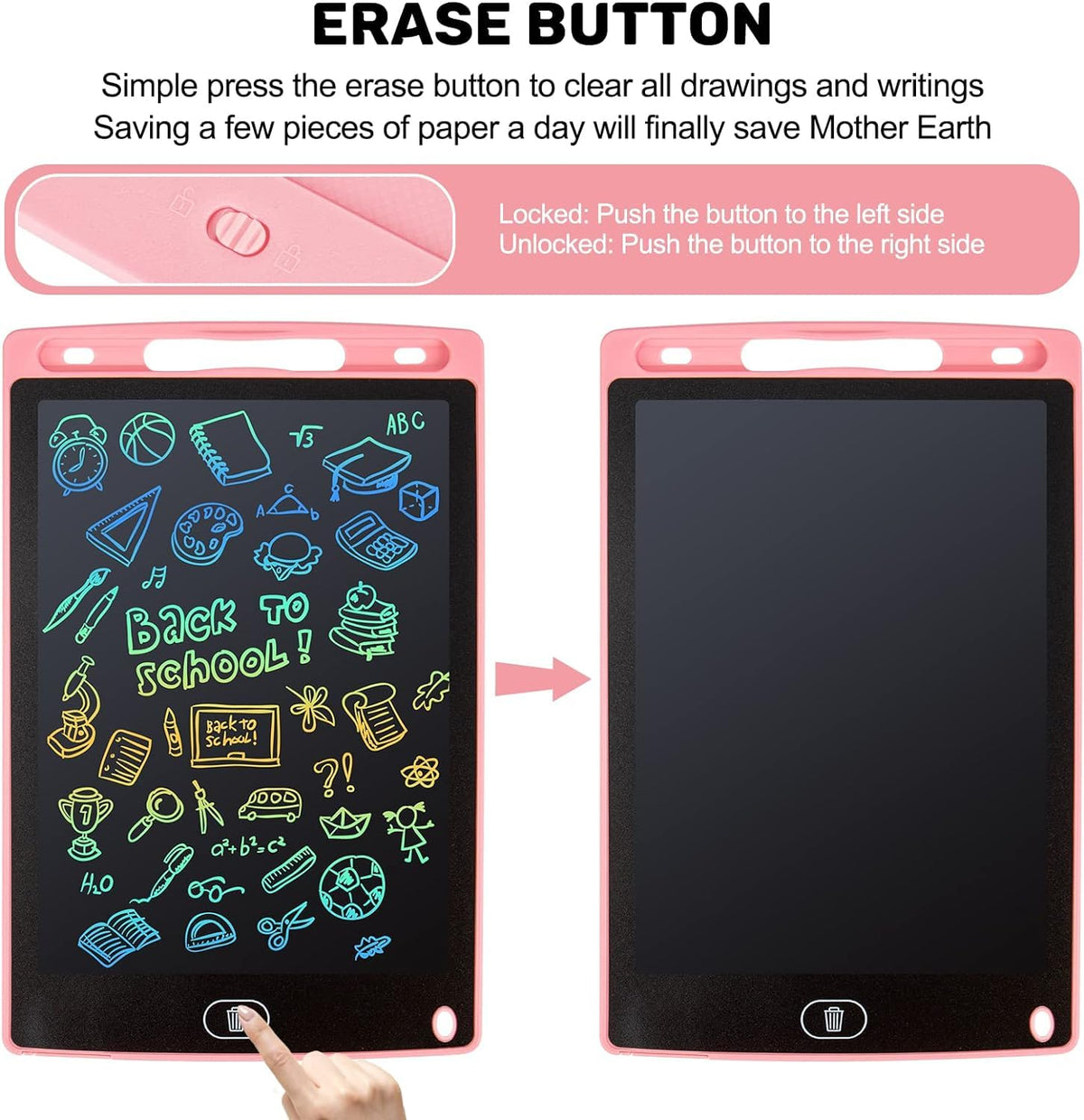 kogabanny LCD Writing Tablet – 8.5” 2-Pack Doodle Boards for Kids (Pink & Blue)