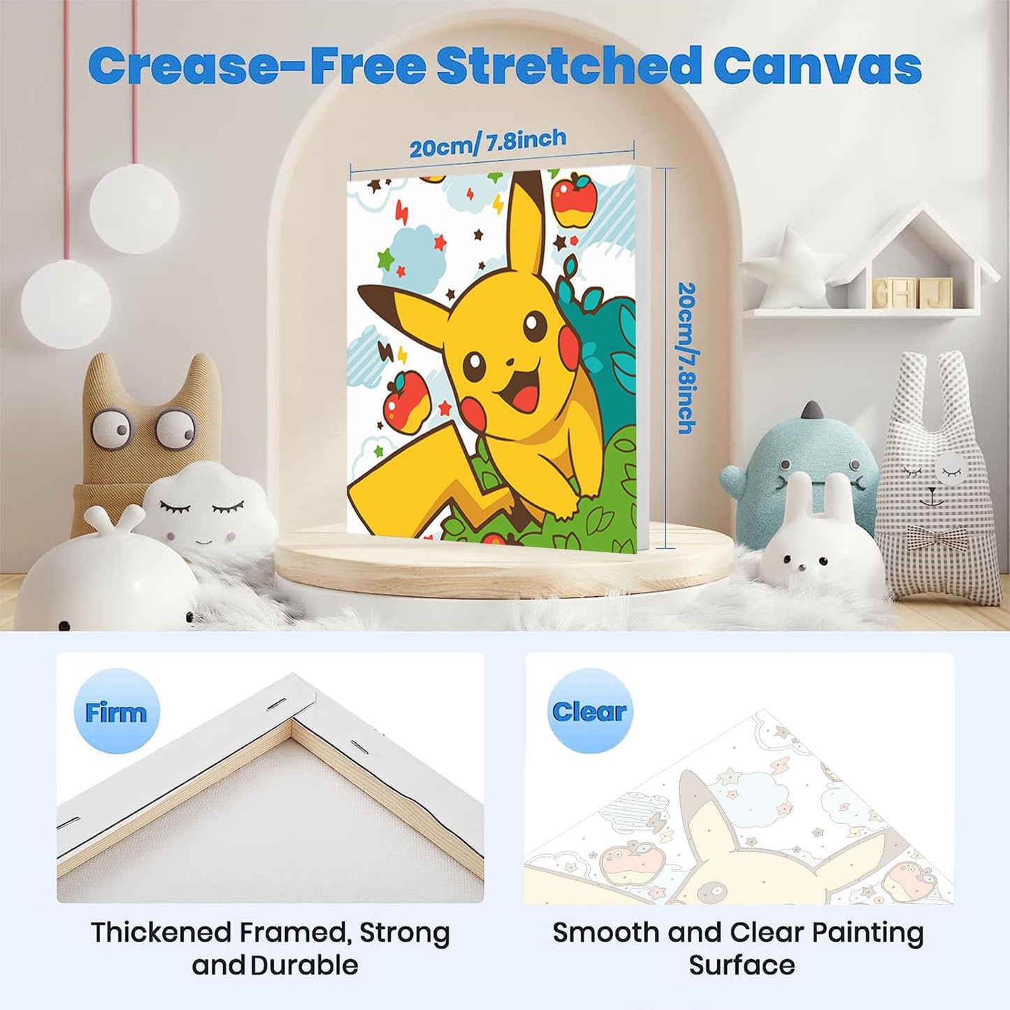 KOJEFCV 4 Pack Cartoon Paint by Numbers for Kids – Framed Canvas & Wooden Easel
