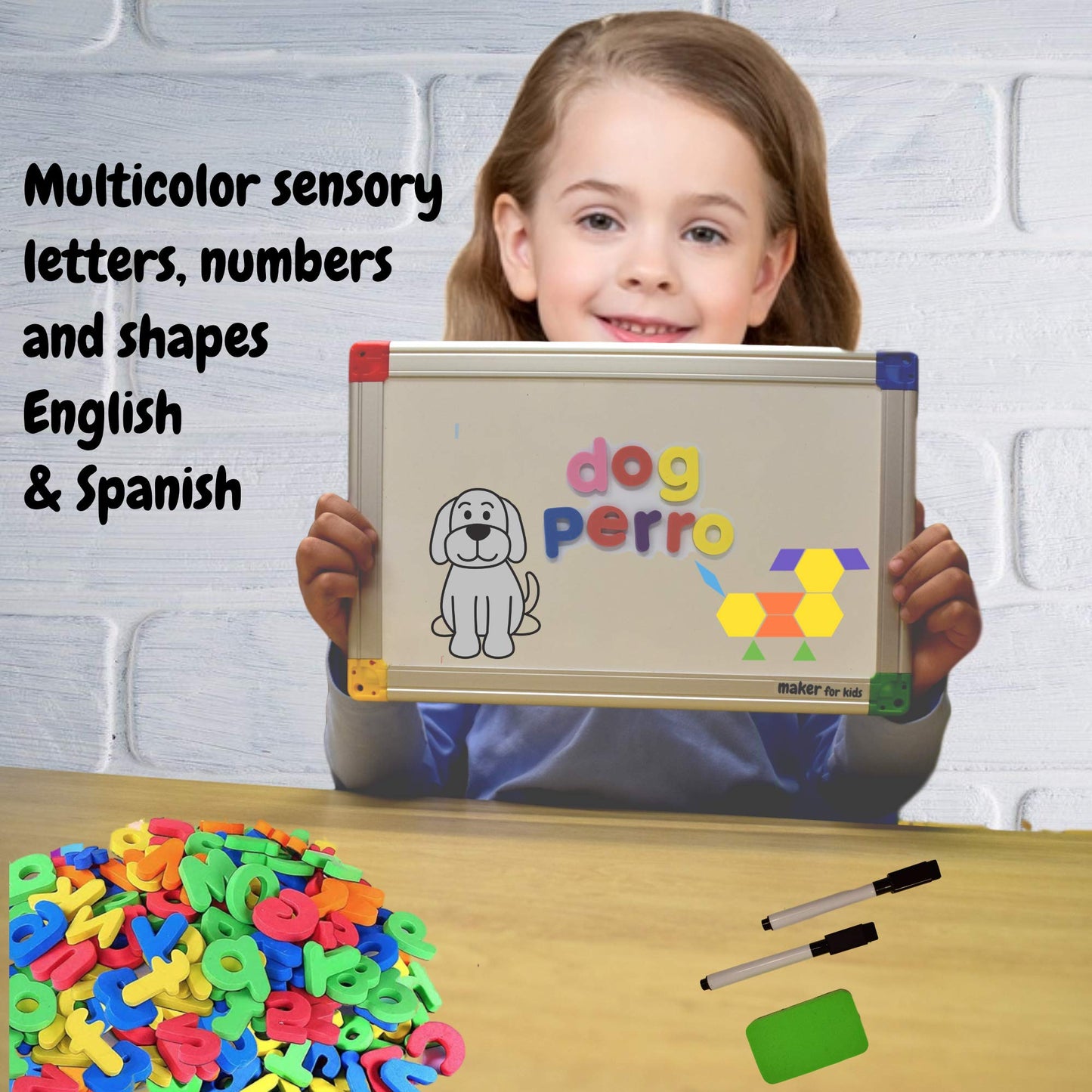 KOKO AROMA 291Pcs ABC Magnets Board – Letters, Numbers & Shapes with Double-Sided Whiteboard