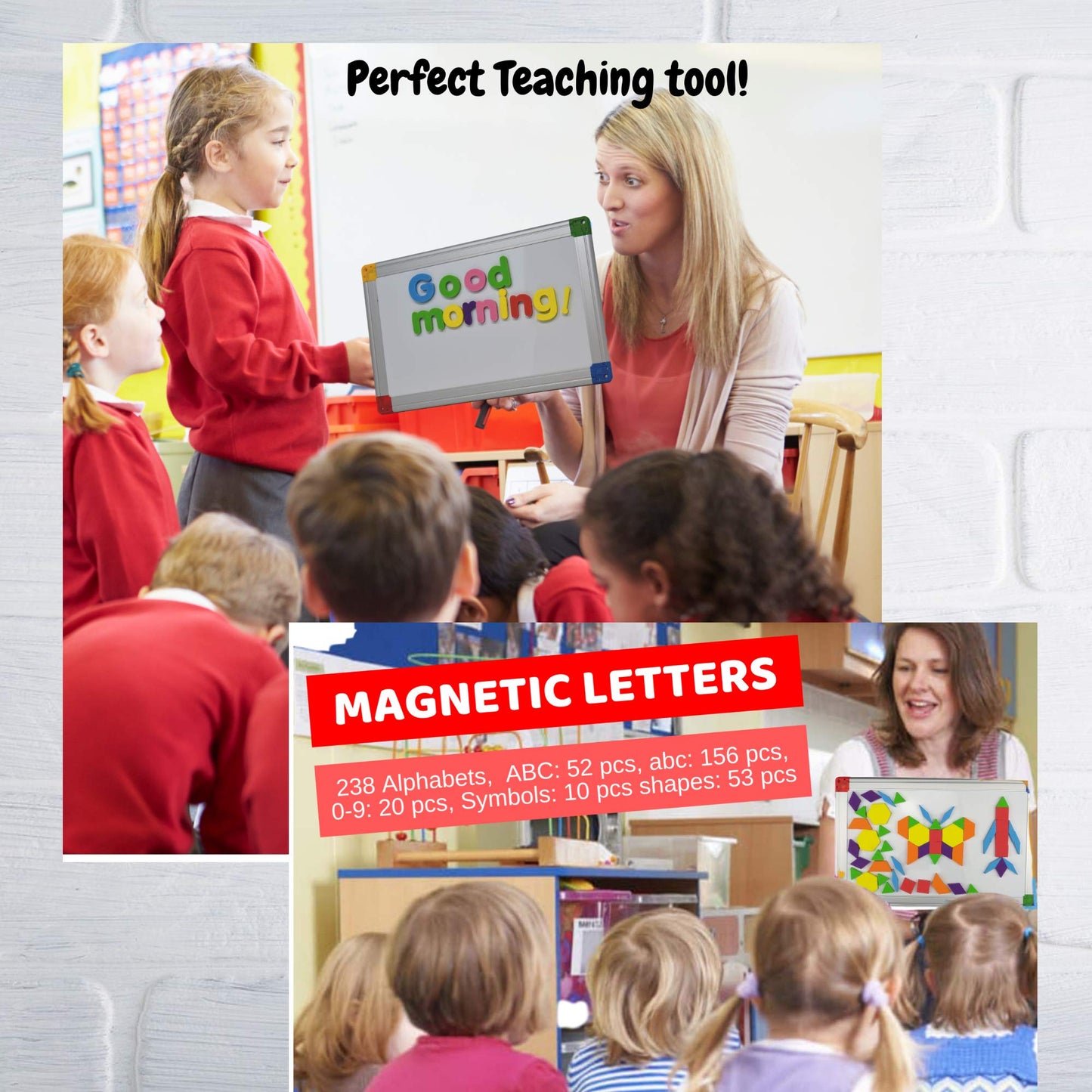 KOKO AROMA 291Pcs ABC Magnets Board – Letters, Numbers & Shapes with Double-Sided Whiteboard