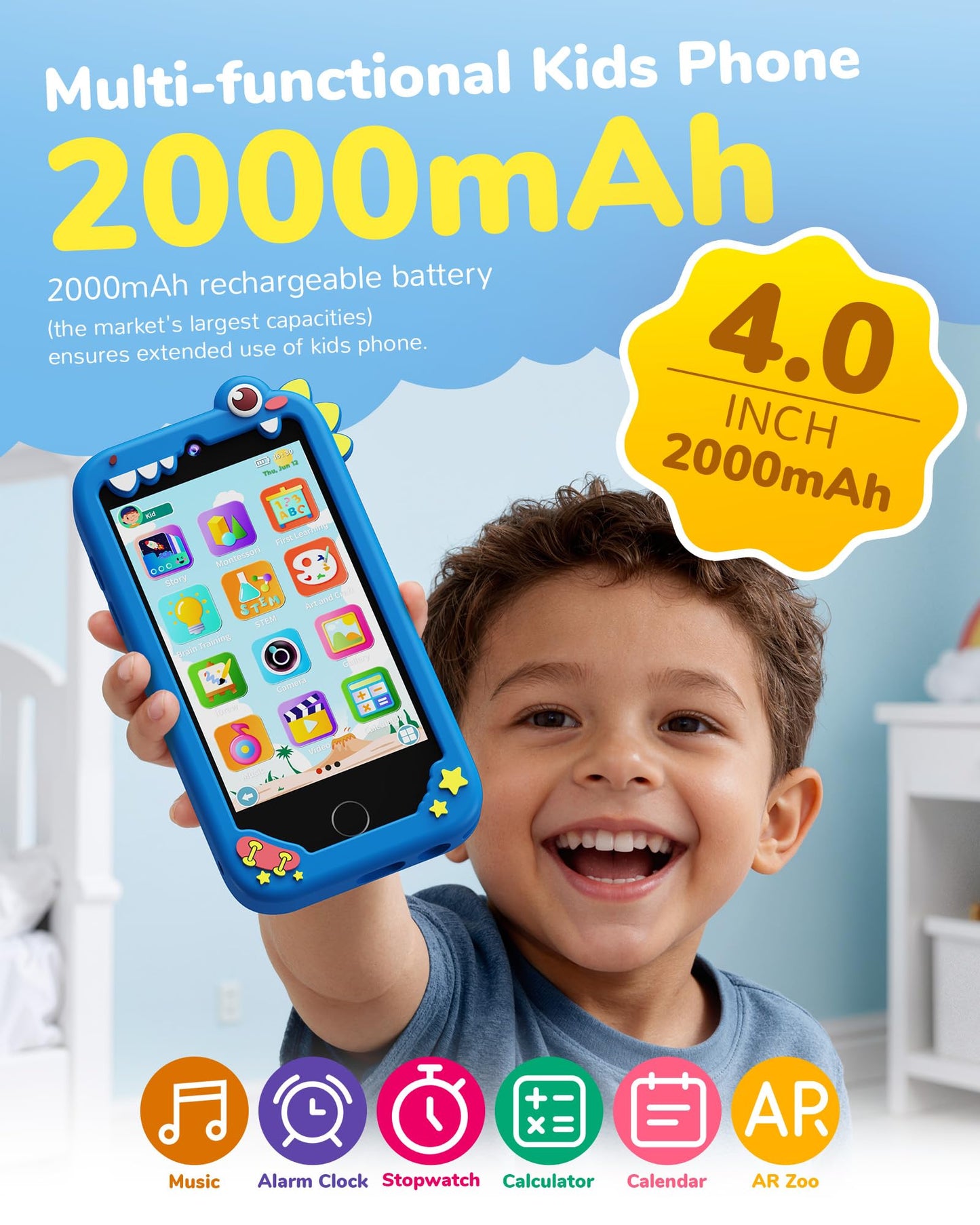 KOKODI 4-Inch Kids Smart Phone – Android Learning Toy with 200+ Games