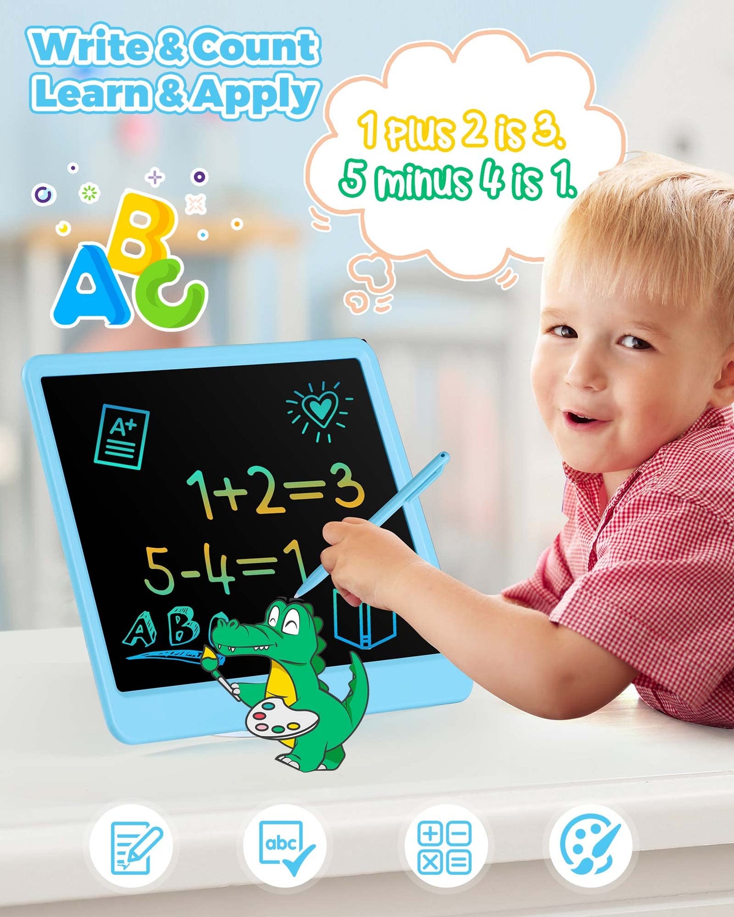 KOKODI 12 Inch LCD Writing Tablet with Anti-Lost Stylus – Blue Doodle Board for Travel & Learning