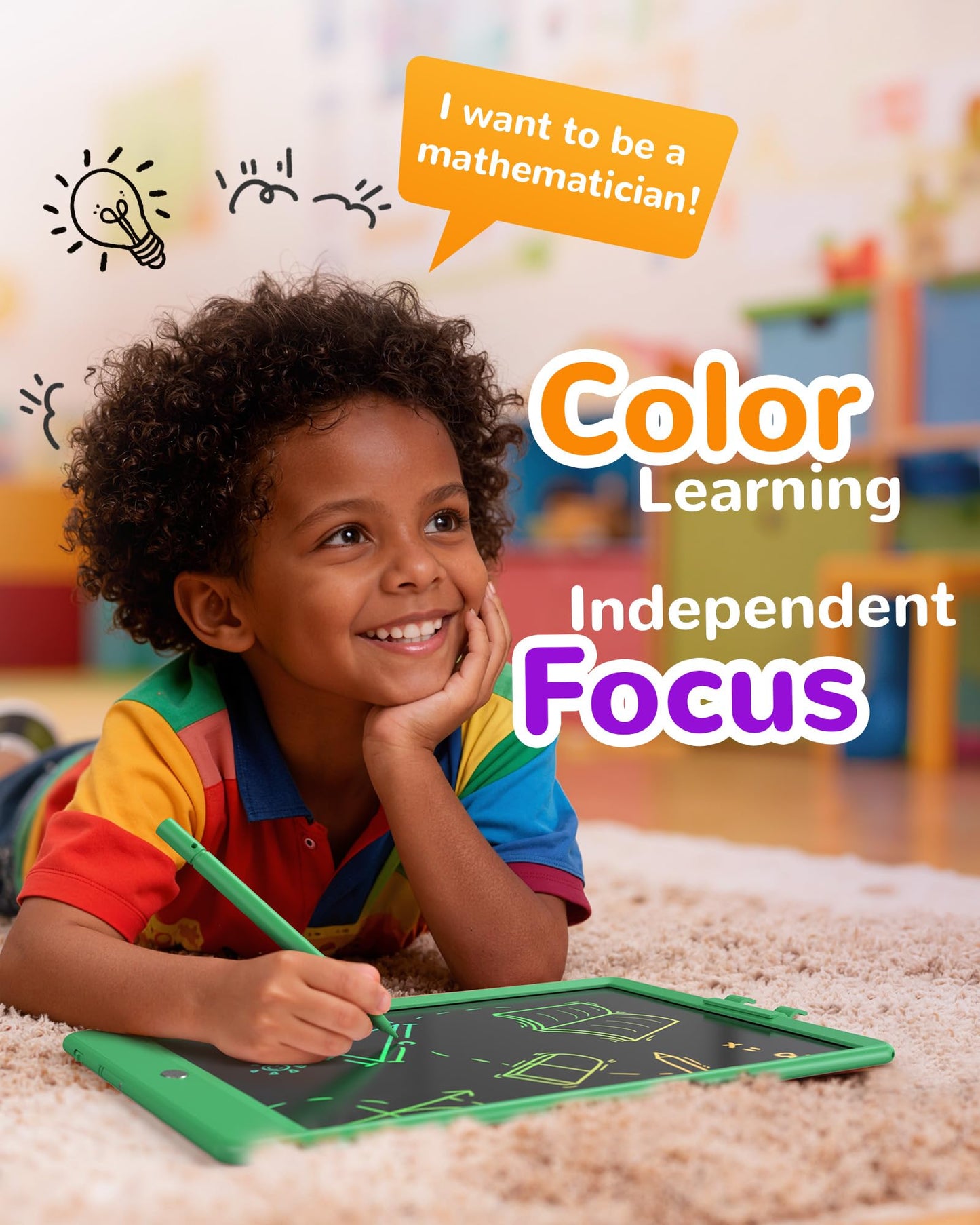 KOKODI LCD Writing Tablet – 10-Inch Colorful Doodle Board for Kids Aged 3-6 | Erasable, Portable, Safe
