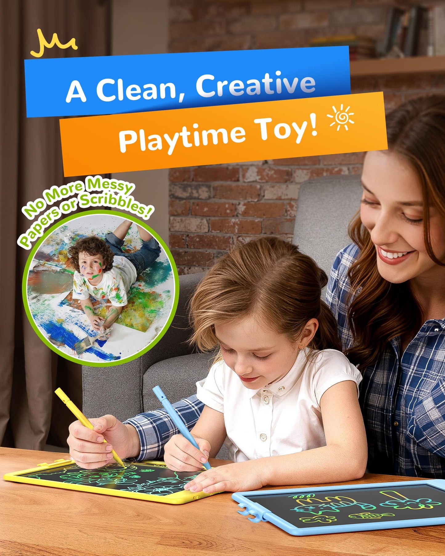 KOKODI LCD Writing Tablet – 10-Inch Colorful Doodle Board for Kids Aged 3-6 | Reusable, Erasable