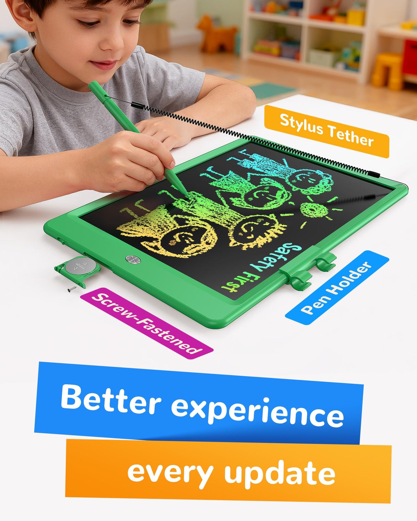 KOKODI LCD Writing Tablet – 10-Inch Colorful Doodle Board for Kids Aged 3-6 | Erasable, Portable, Safe