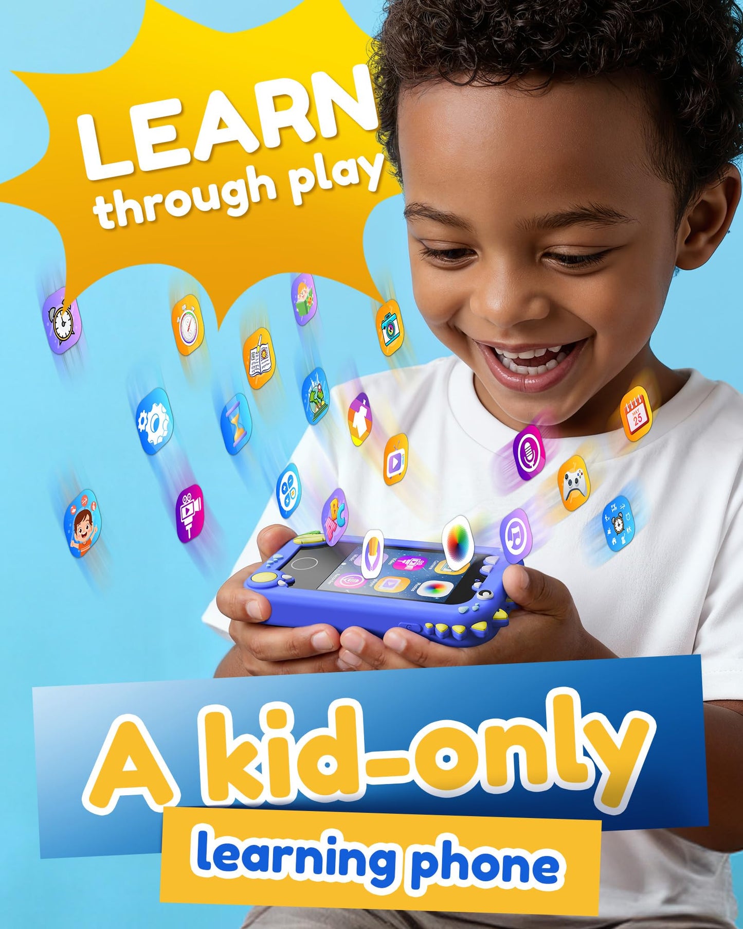 KOKODI Kids Smart Phone Toy – Dinosaur Camera for Ages 3-8, Blue