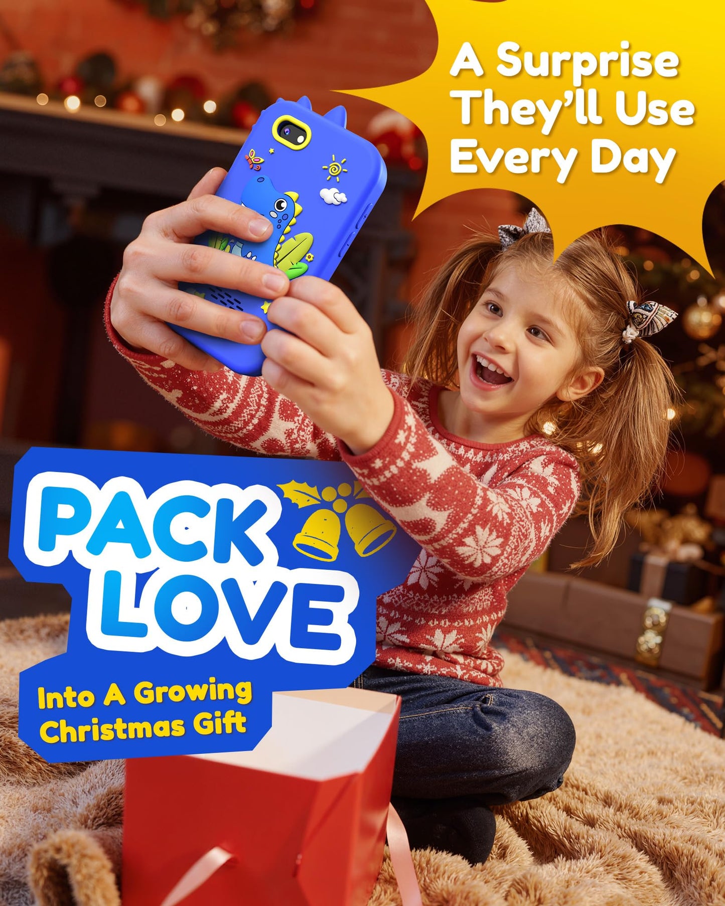 KOKODI Kids Smart Phone Toy – Dinosaur Camera for Ages 3-8, Blue