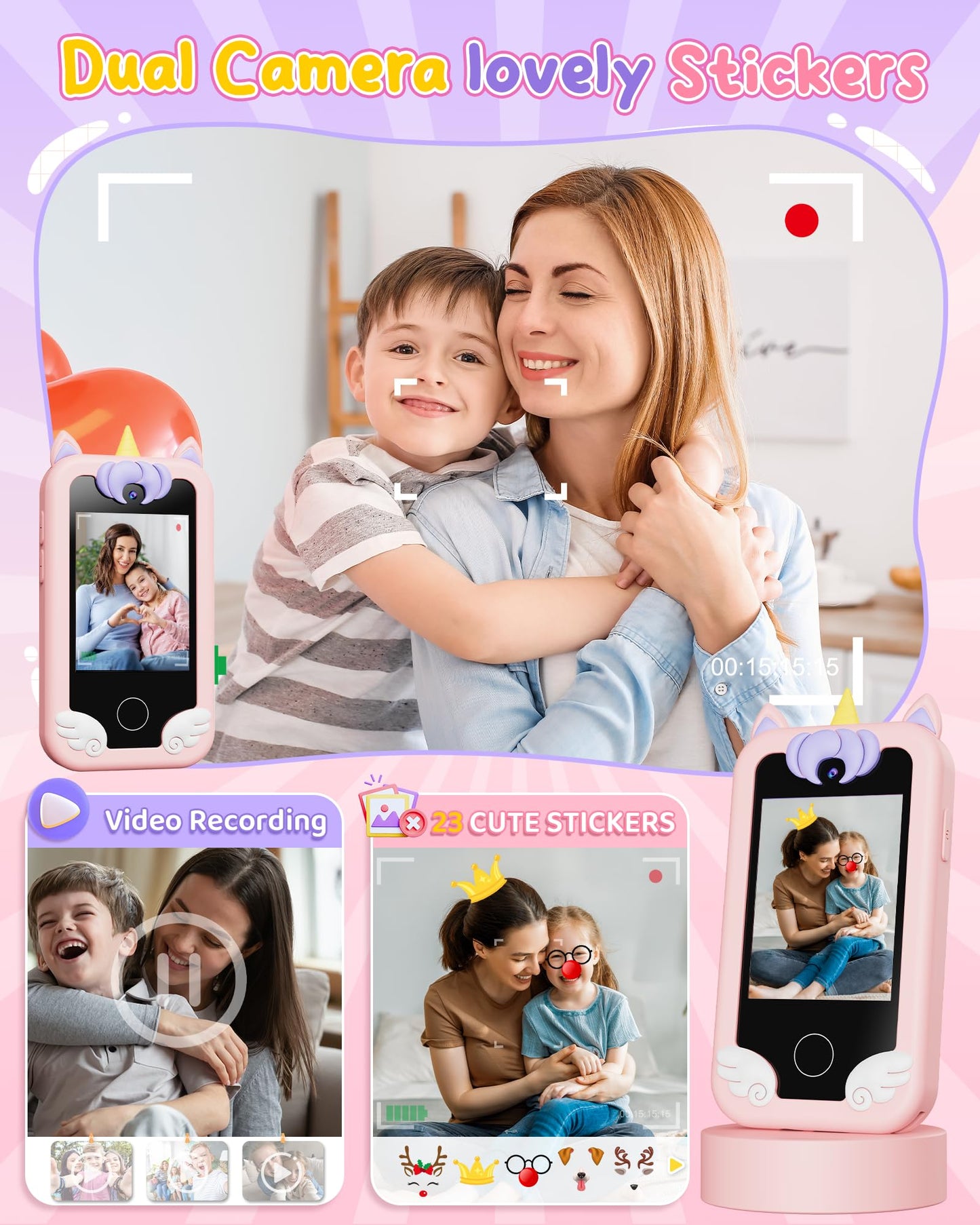 KOKODI Kids Smart Phone Toy - Dual Camera Touchscreen for 3-10 Year Olds