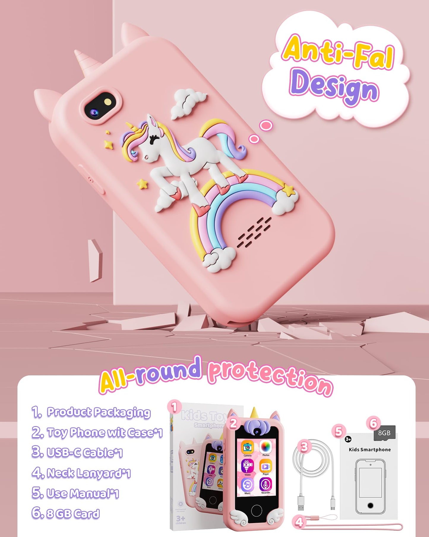 KOKODI Kids Smart Phone Toy - Dual Camera Touchscreen for 3-10 Year Olds