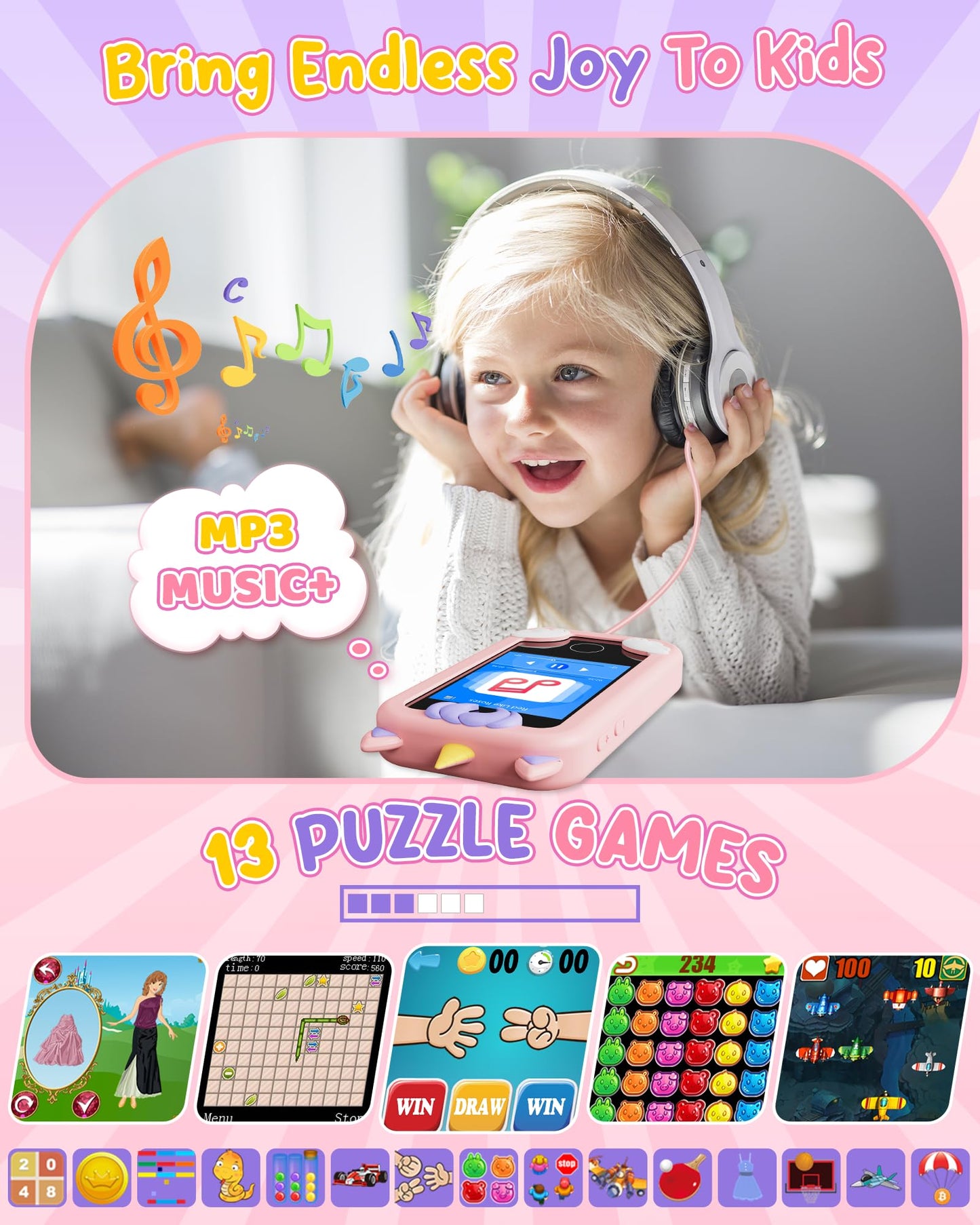 KOKODI Kids Smart Phone Toy - Dual Camera Touchscreen for 3-10 Year Olds