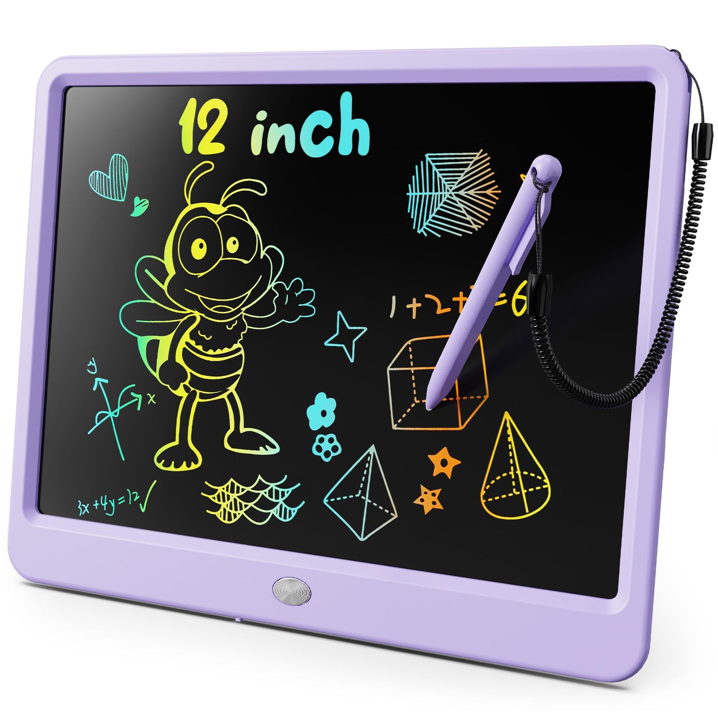 KOKODI LCD Writing Tablet 12-Inch Colorful Doodle Board – Reusable Educational Toy (Purple)