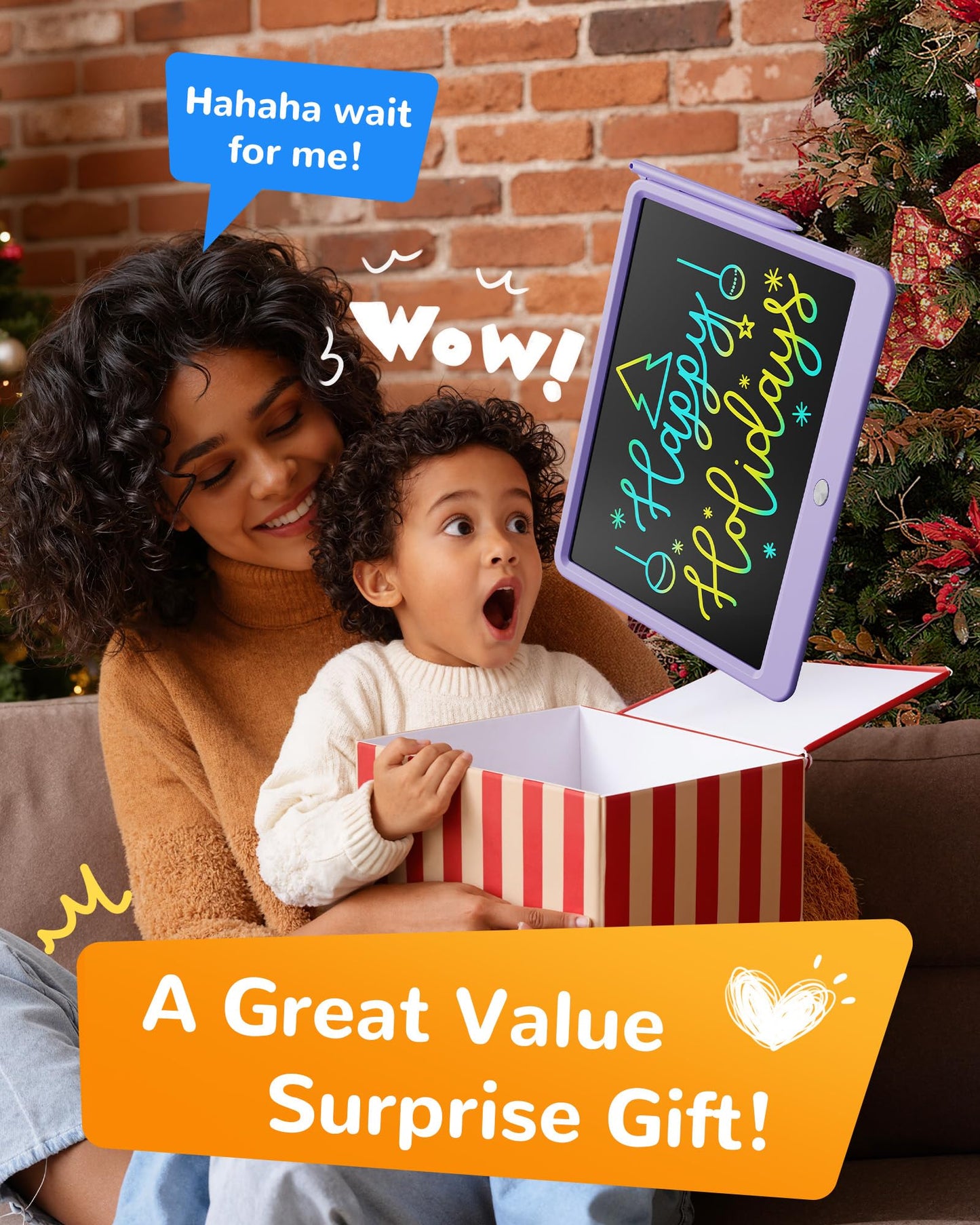 KOKODI LCD Writing Tablet 12-Inch Colorful Doodle Board – Reusable Educational Toy (Purple)