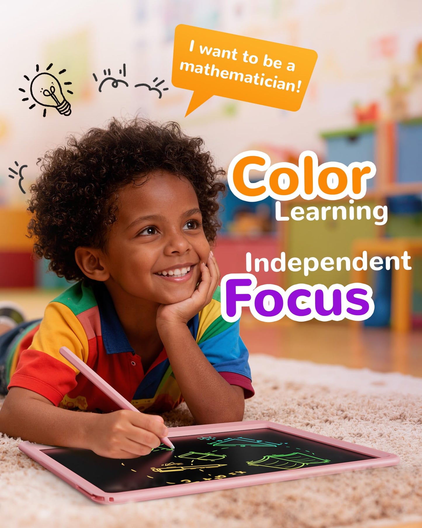 KOKODI LCD Writing Tablet 12-Inch Colorful Doodle Board for Kids – Pink