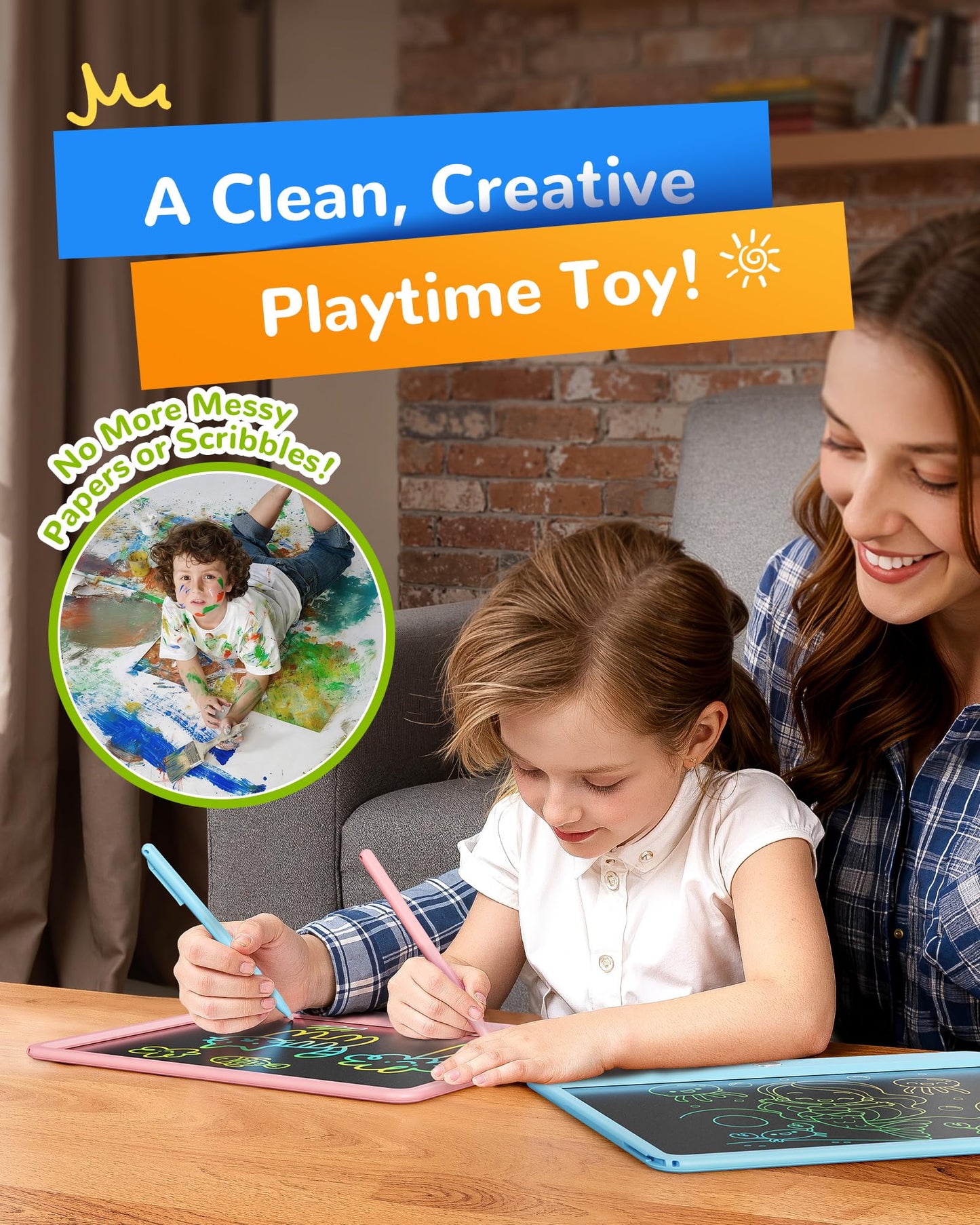 KOKODI LCD Writing Tablet 12-Inch Colorful Doodle Board for Kids – Pink