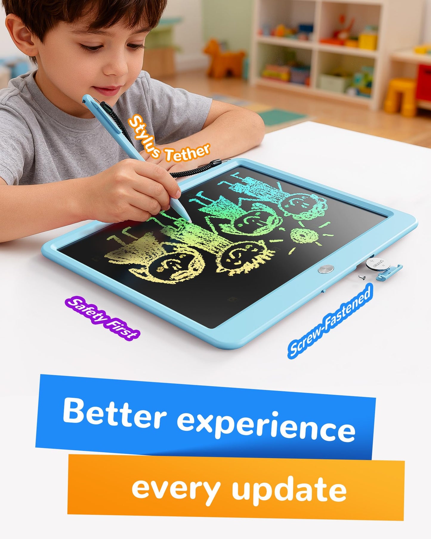 KOKODI LCD Writing Tablet – 12-Inch Colorful Doodle Board for Kids 3-6 | Reusable Erasable Drawing Pad