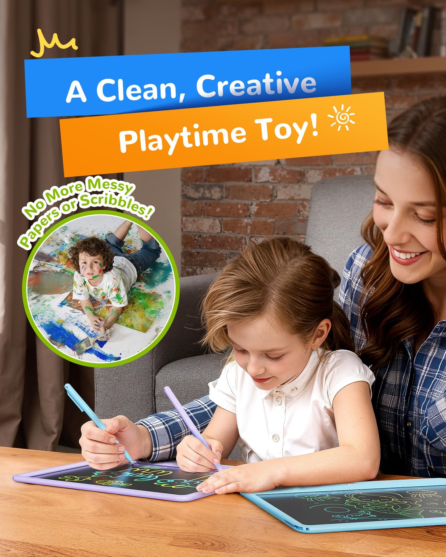 KOKODI LCD Writing Tablet 12-Inch Colorful Doodle Board – Reusable Educational Toy (Purple)