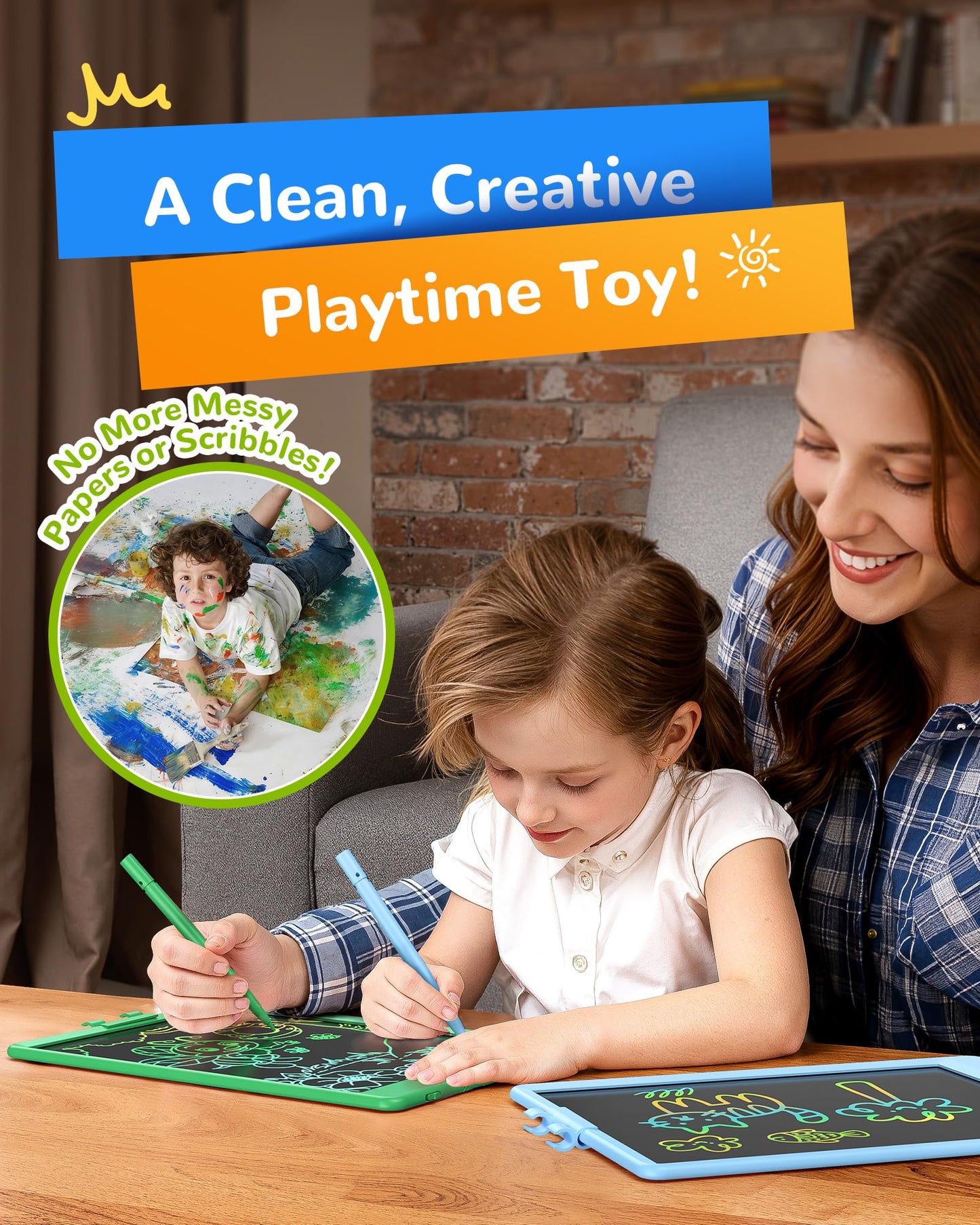 KOKODI LCD Writing Tablet – 10-Inch Colorful Doodle Board for Kids Aged 3-6 | Erasable, Portable, Safe