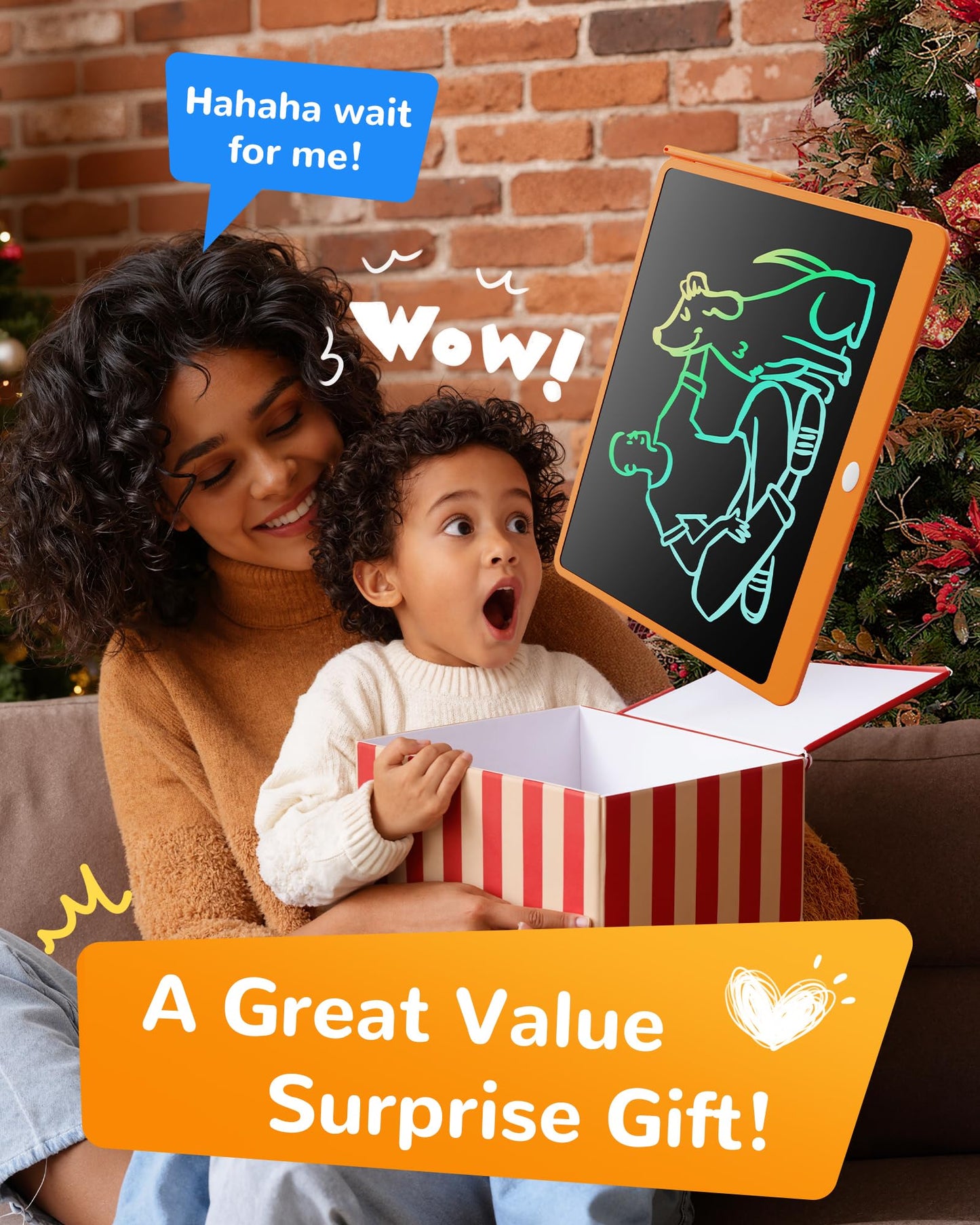 KOKODI LCD Writing Tablet 16-Inch Colorful Doodle Board for Kids 3-6 - Orange