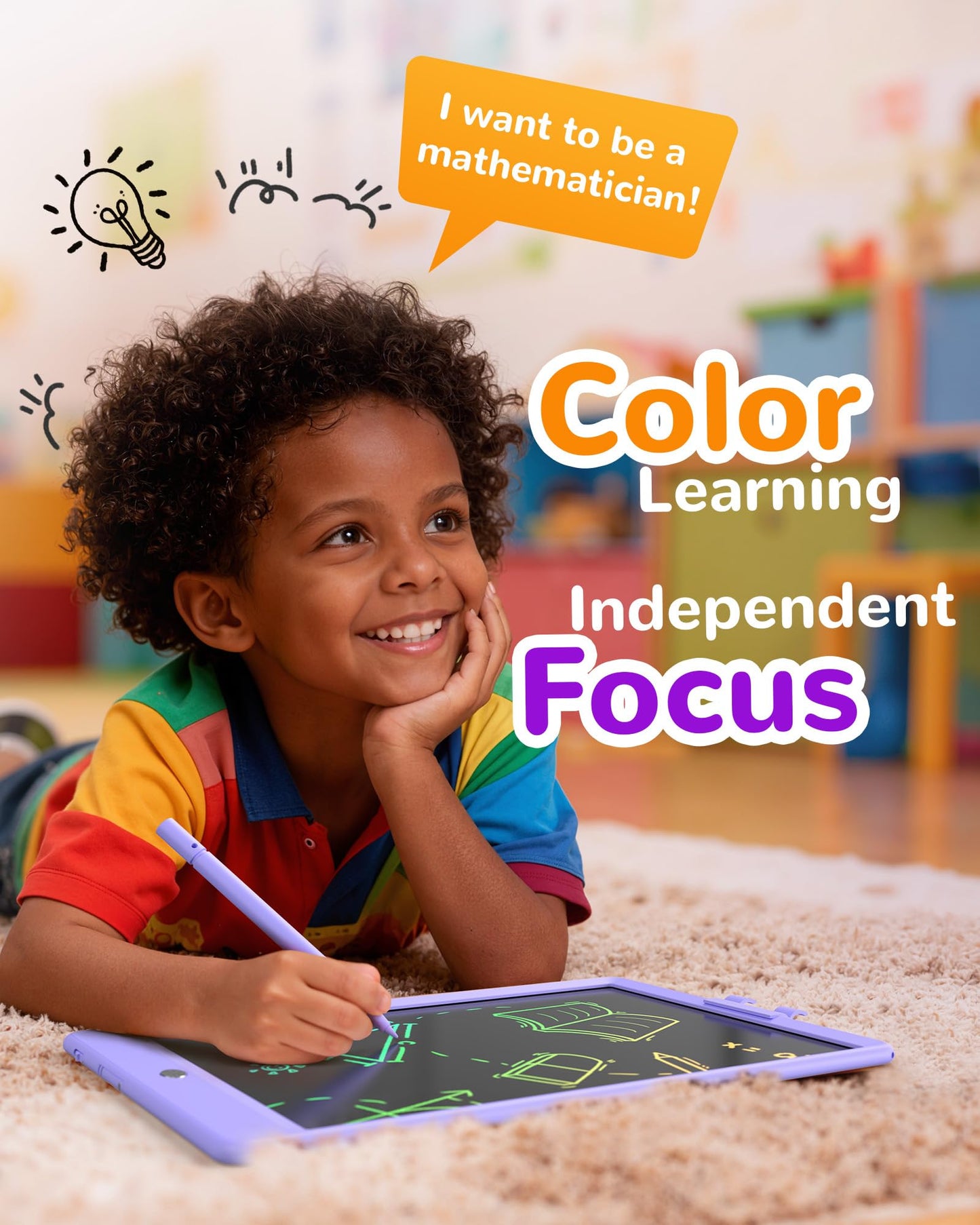 KOKODI LCD Writing Tablet - 10-Inch Colorful Doodle Board for Kids 3-6 (Purple)