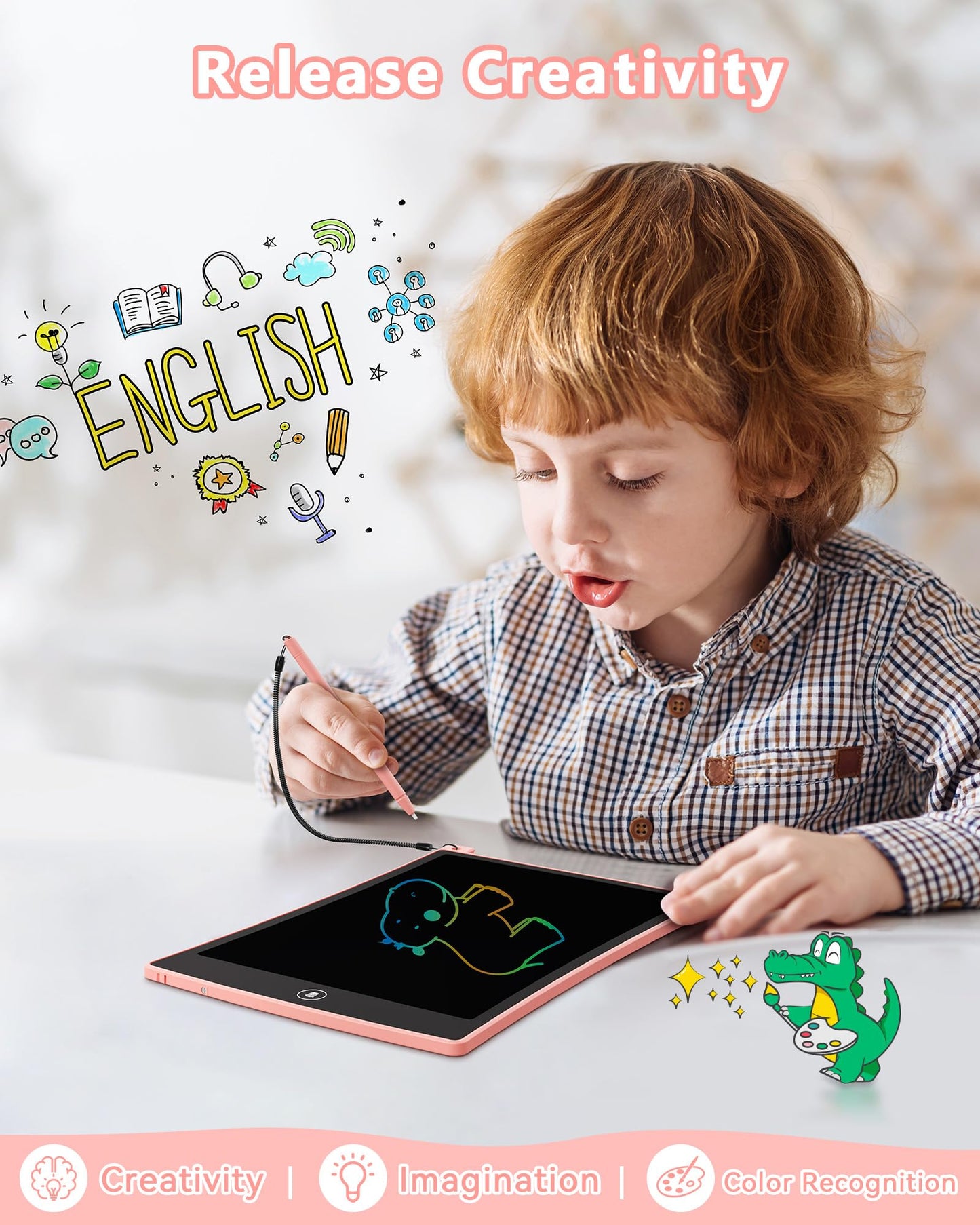 KOKODI 8.5 Inch LCD Writing Tablet — 4 Pack Colorful Doodle Boards for Kids (Blue & Pink)
