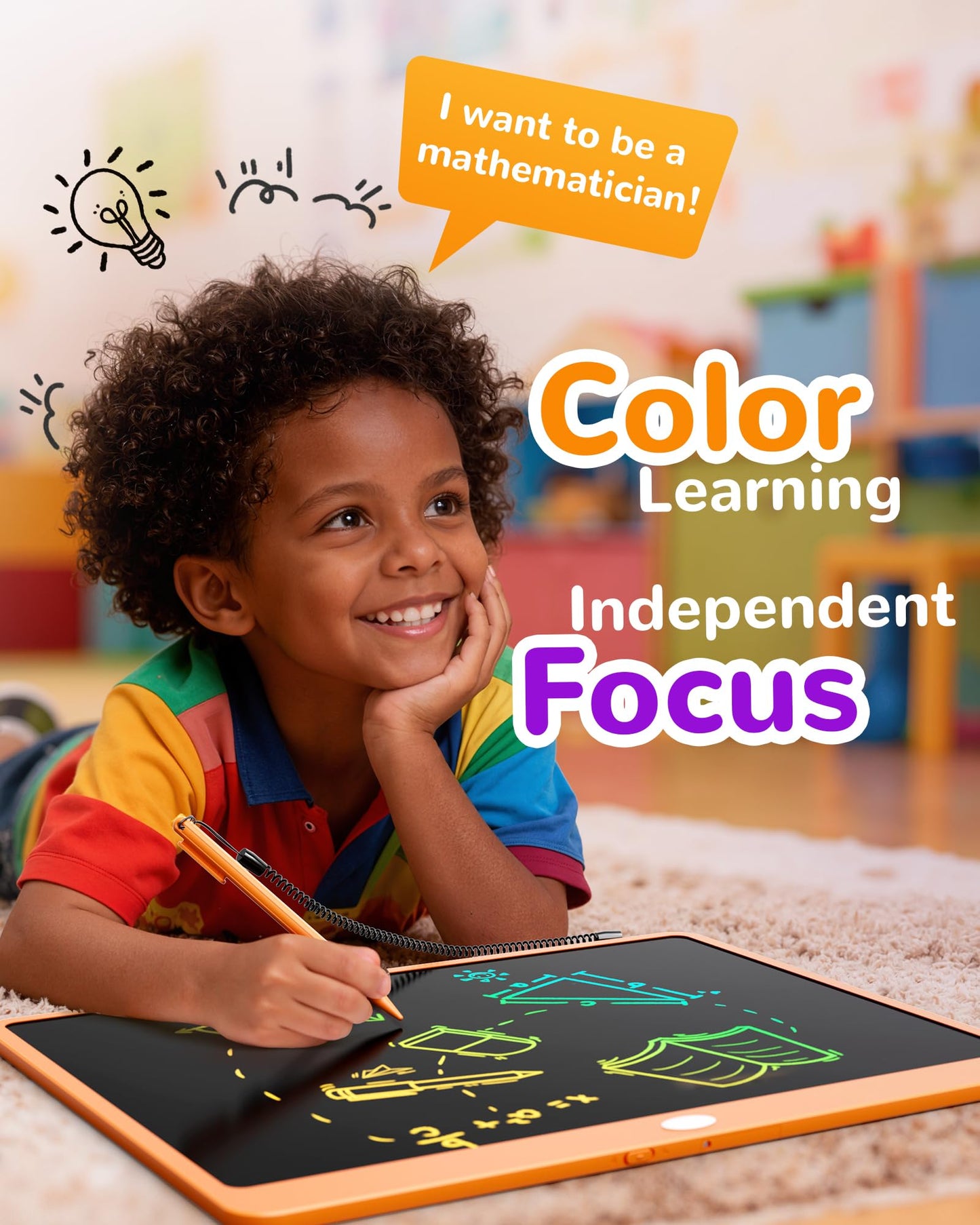 KOKODI LCD Writing Tablet 16-Inch Colorful Doodle Board for Kids 3-6 - Orange
