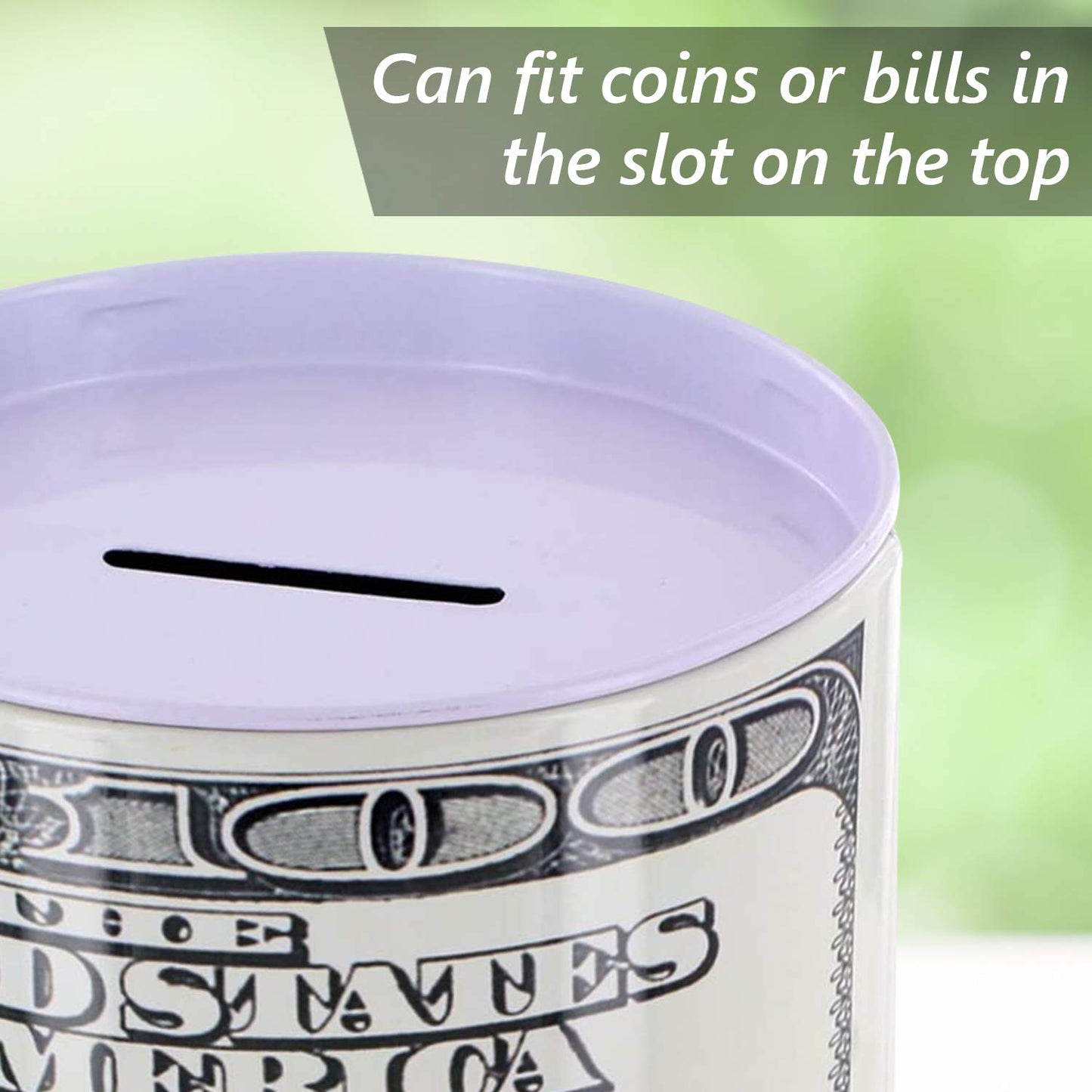 Metal Money Coin Bank by Kole Imports – One Hundred Dollar Bill Tin Bank