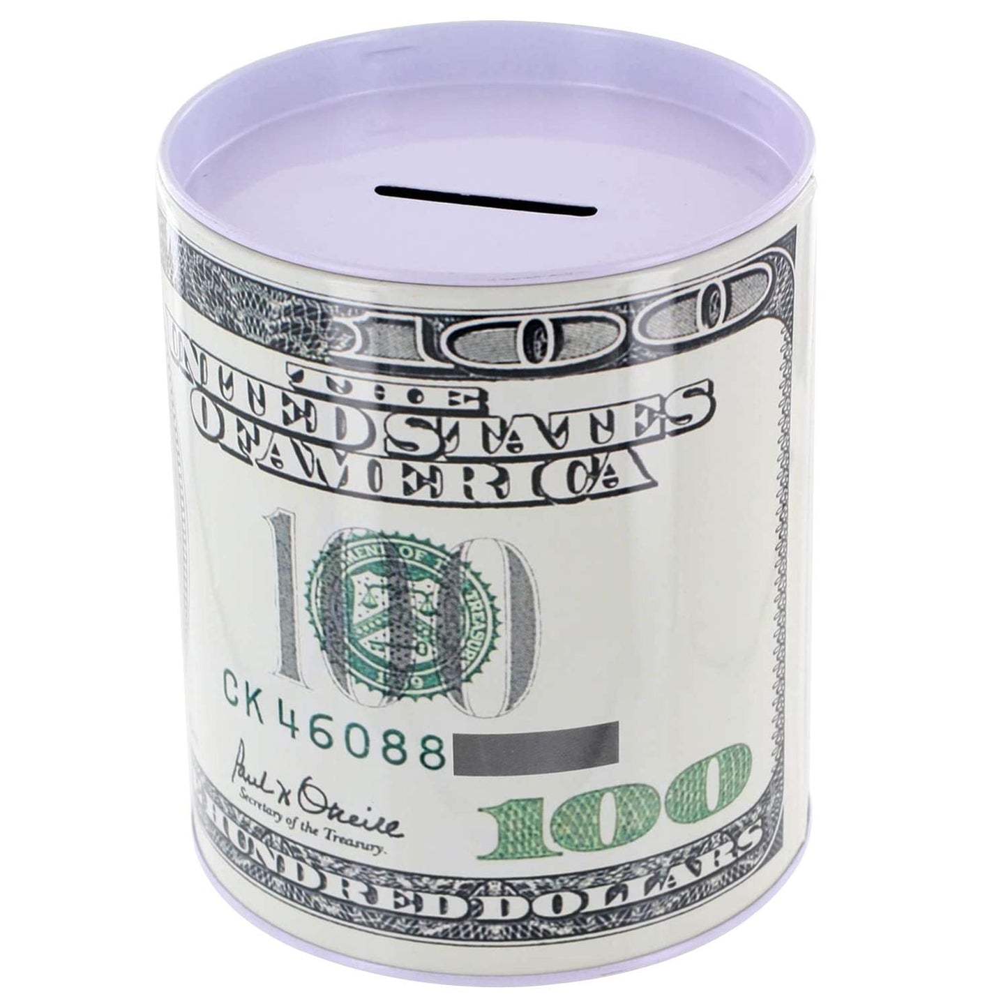 Metal Money Coin Bank by Kole Imports – One Hundred Dollar Bill Tin Bank