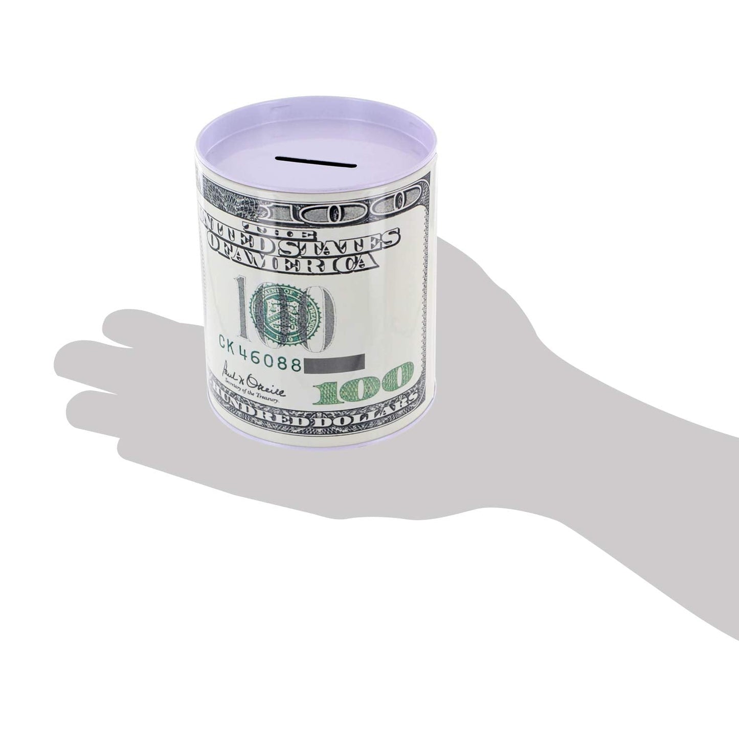 Metal Money Coin Bank by Kole Imports – One Hundred Dollar Bill Tin Bank