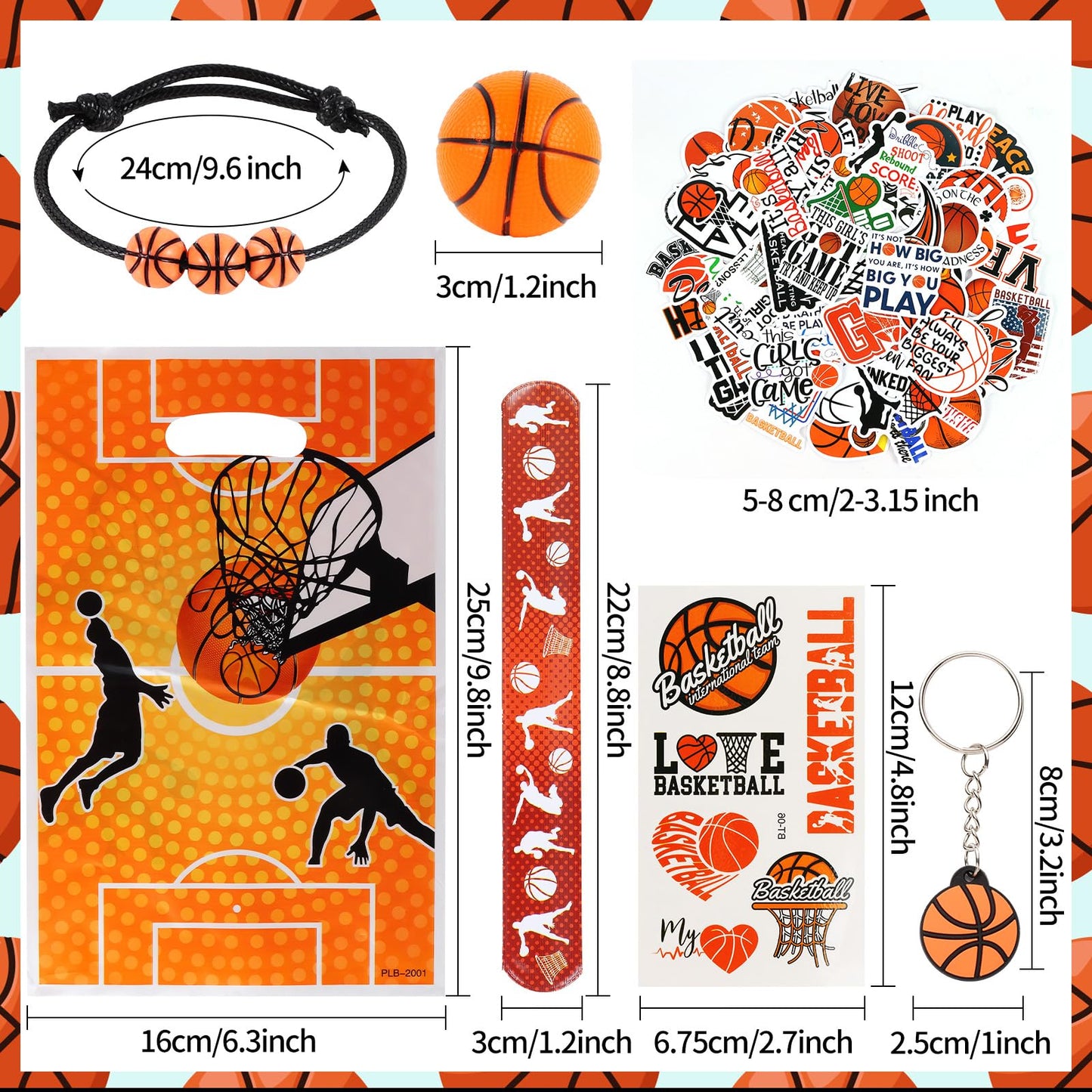 Kolewo4ever 294-Piece Basketball Party Supplies Set – Bulk Favors, Gift Bags & Tattoos
