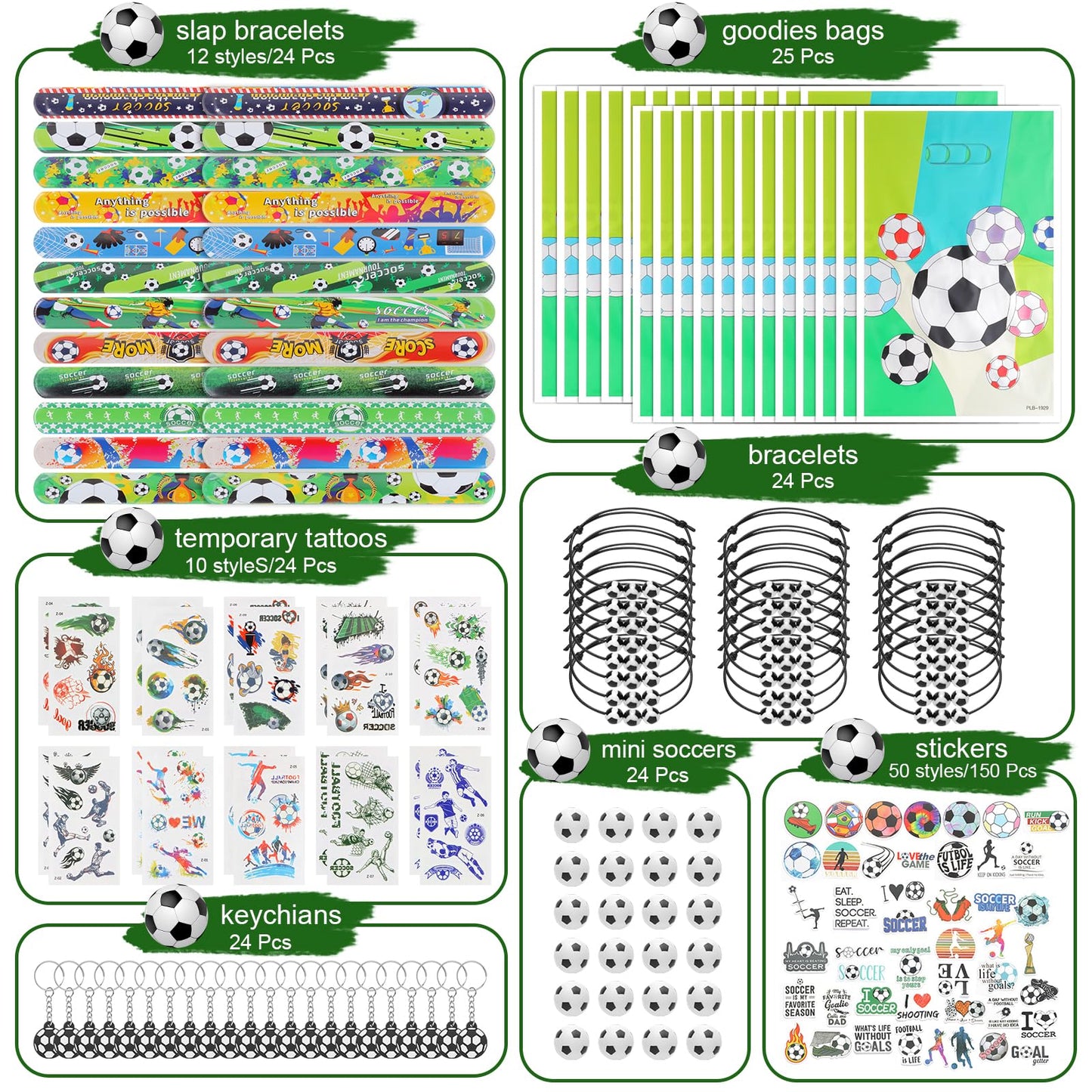 Kolewo4ever 294-Piece Soccer Party Supplies Set – Bulk Favors, Bags & Decorations