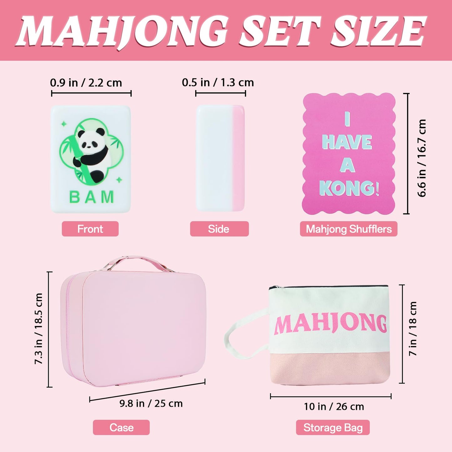 KOLIN American Mahjong Tile Set – 160 Tiles, Pink Back Melamine, Engraved Pattern