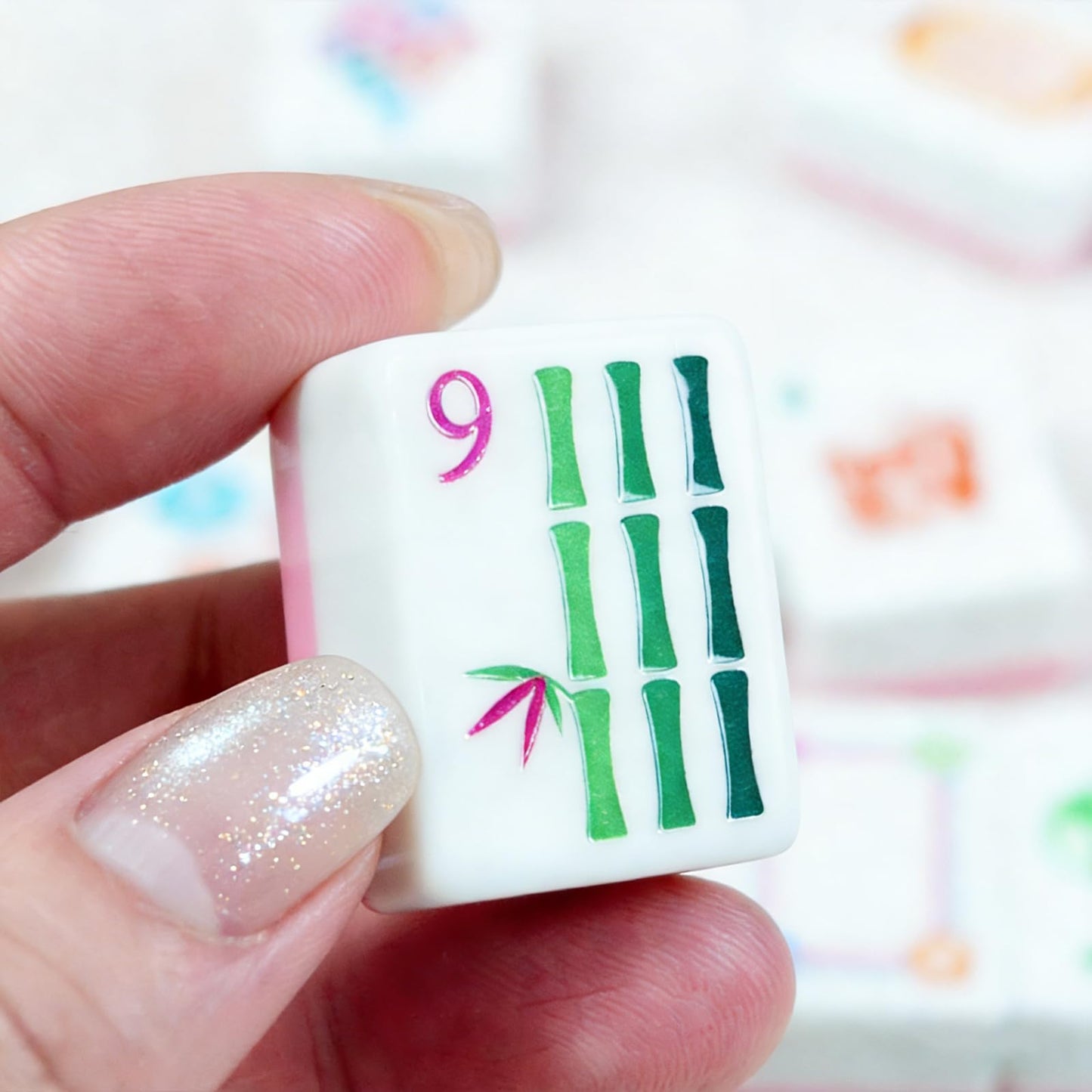 KOLIN American Mahjong Tile Set – 160 Tiles, Pink Back Melamine, Engraved Pattern