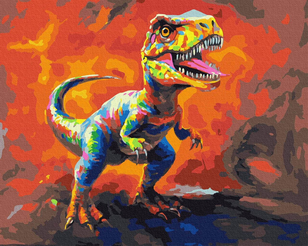 KOMI Dinosaur Paint by Numbers Kit – 16x20in Canvas for Kids & Adults