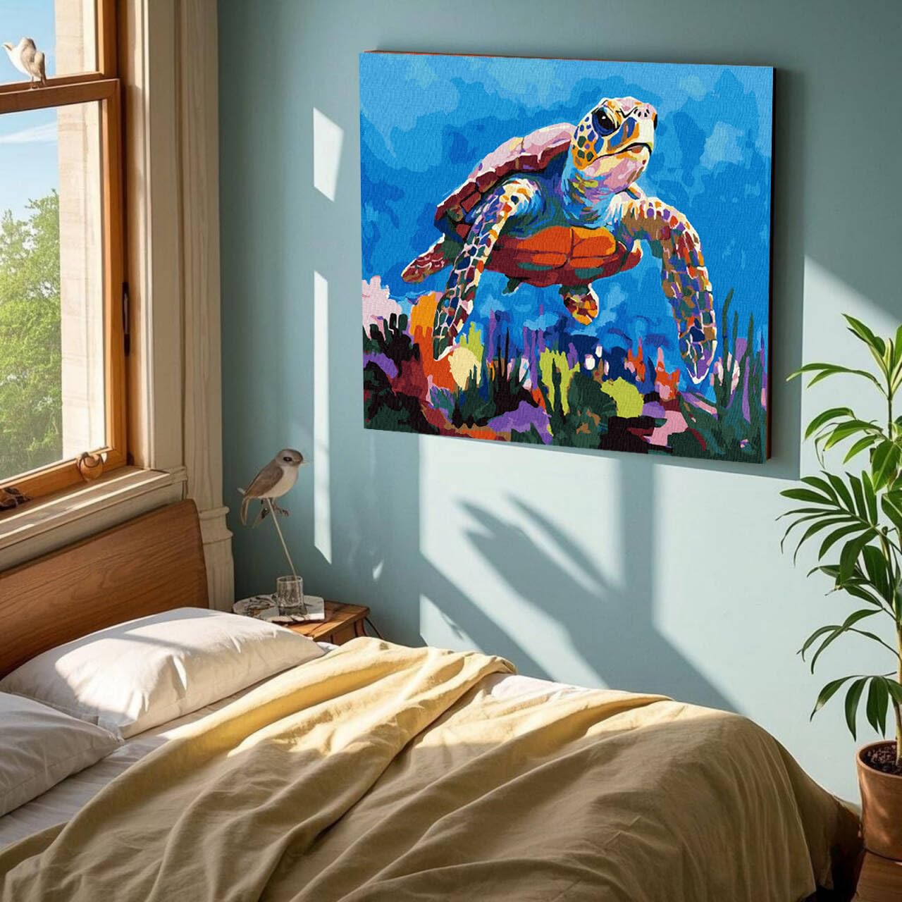 KOMI Sea Turtle Paint by Numbers Kit – 16x20 Canvas for Kids & Adults | Easy DIY Art