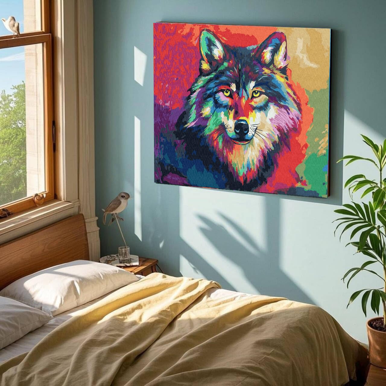 KOMI Wolf Paint by Numbers Kit for Kids & Adults — 16x20in Canvas