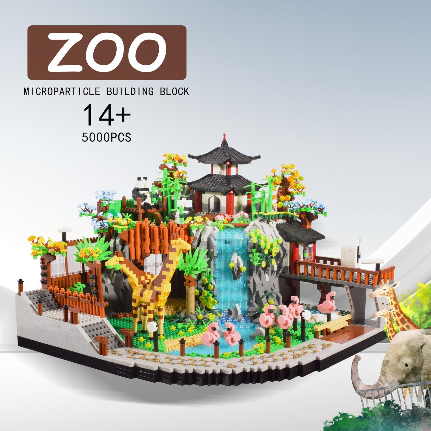 Komvoor Zoo Micro Building Blocks Set – 5000pcs, Animal Park Diorama for Adults & Teens