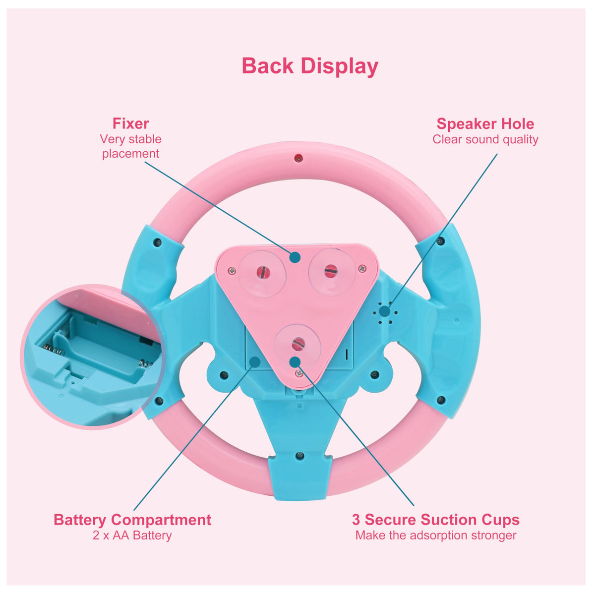 KONALITY Kids Steering Wheel Toy Musical – Car Backseat Driving Simulator