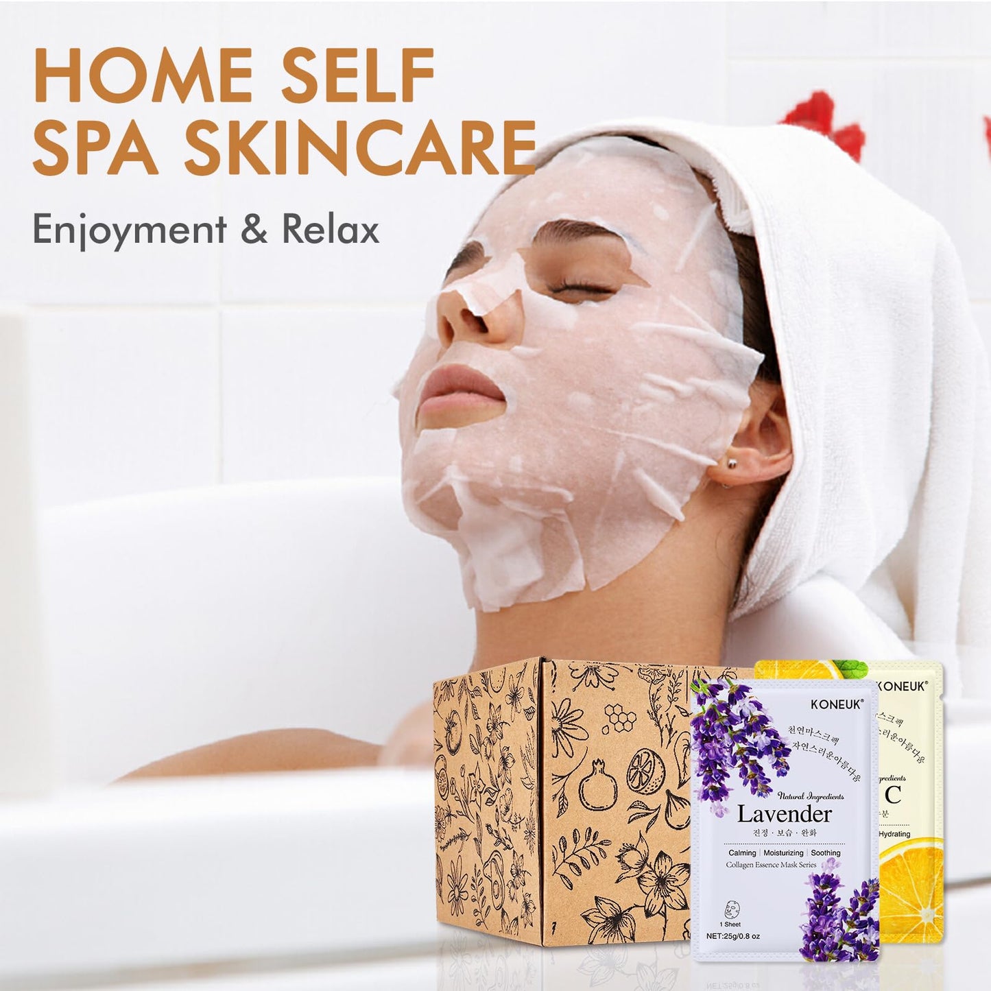 KONEUK 70-Pack Sheet Masks – Hydrating Facial Masks for All Skin Types