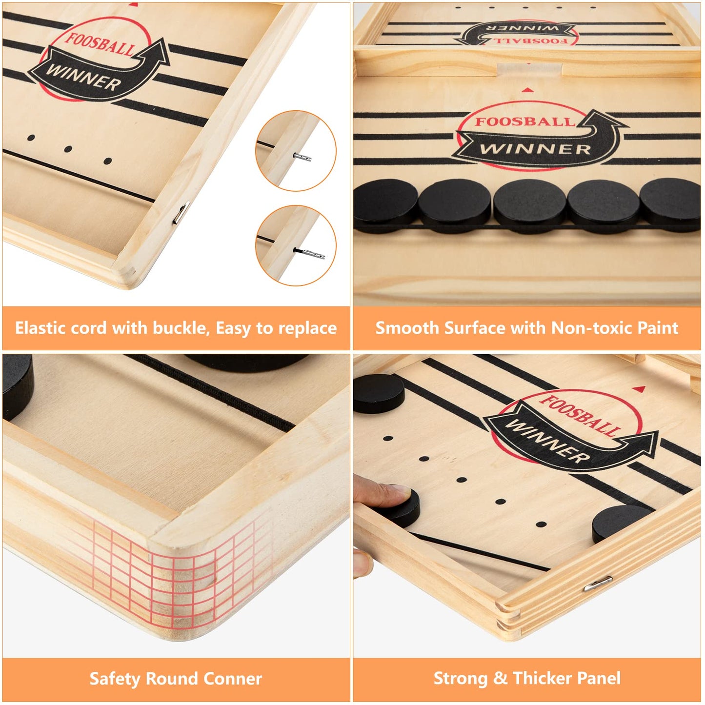 Kongwal Fast Sling Puck Game — Wooden 2-Player Tabletop Hockey