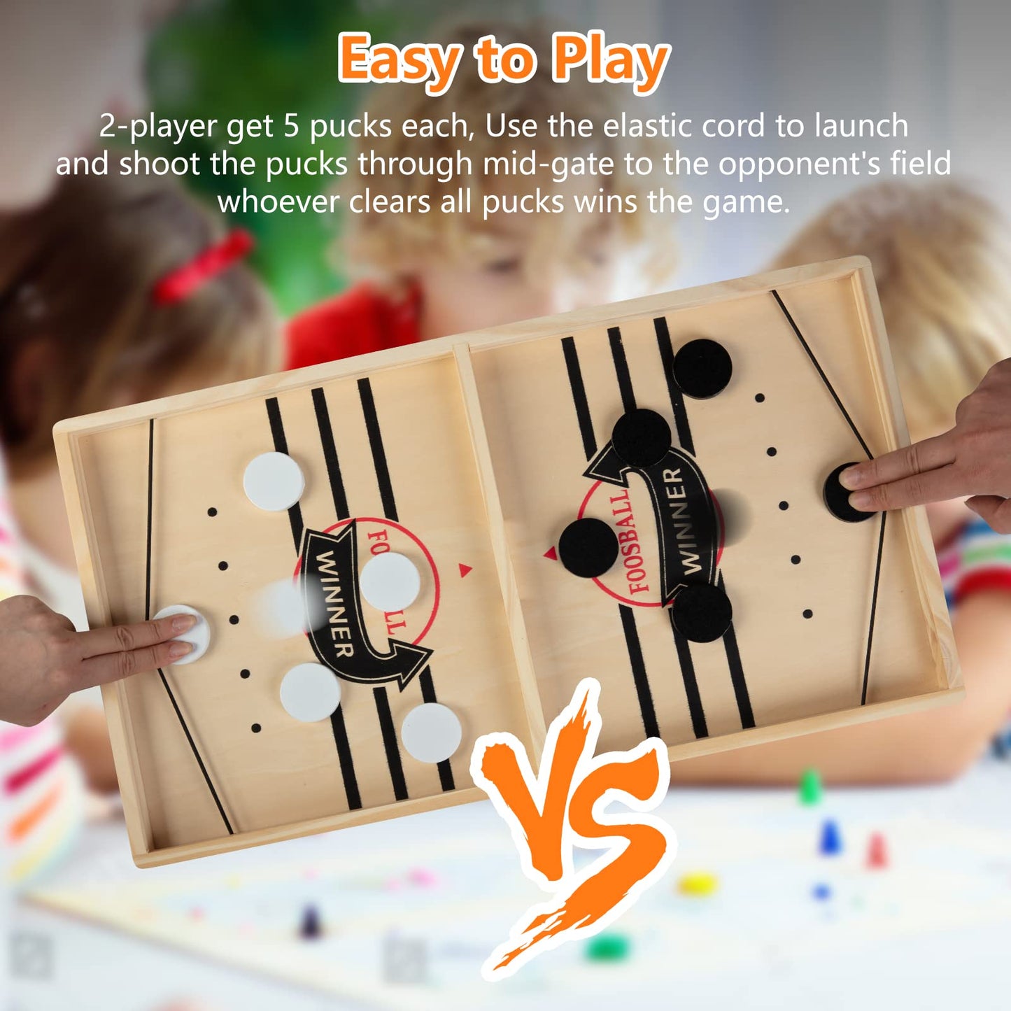 Kongwal Fast Sling Puck Game — Wooden 2-Player Tabletop Hockey
