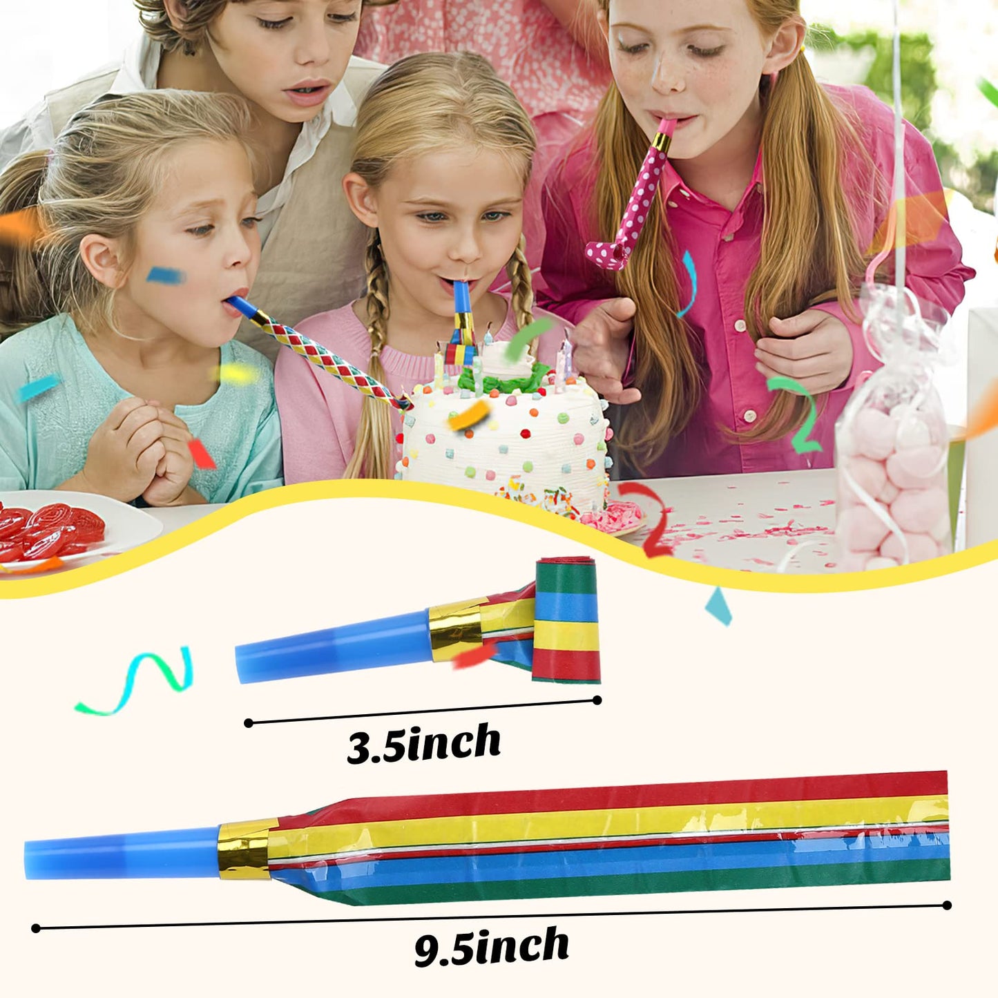 Koogel 100 Pcs Party Blowers Noisemaker Set – Colorful Fun for Birthdays & Celebrations